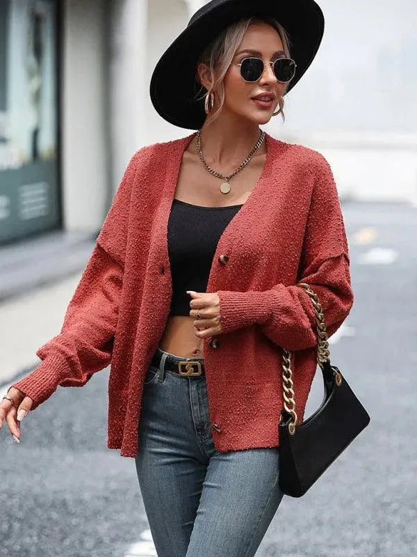 Women's V-Neck Button Cardigan Sweater - Soft & Stylish Knitwear for Casual Wear, Office & Layering