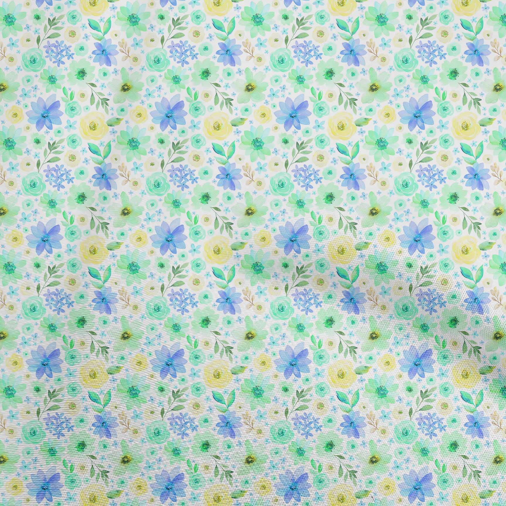 oneOone Polyester Spandex Sea Green Floral Watercolor Dress Fabric - 56 Inch Wide Printed Material by The Yard | Perfect for Summer Dresses, Skirts & DIY Fashion Projects