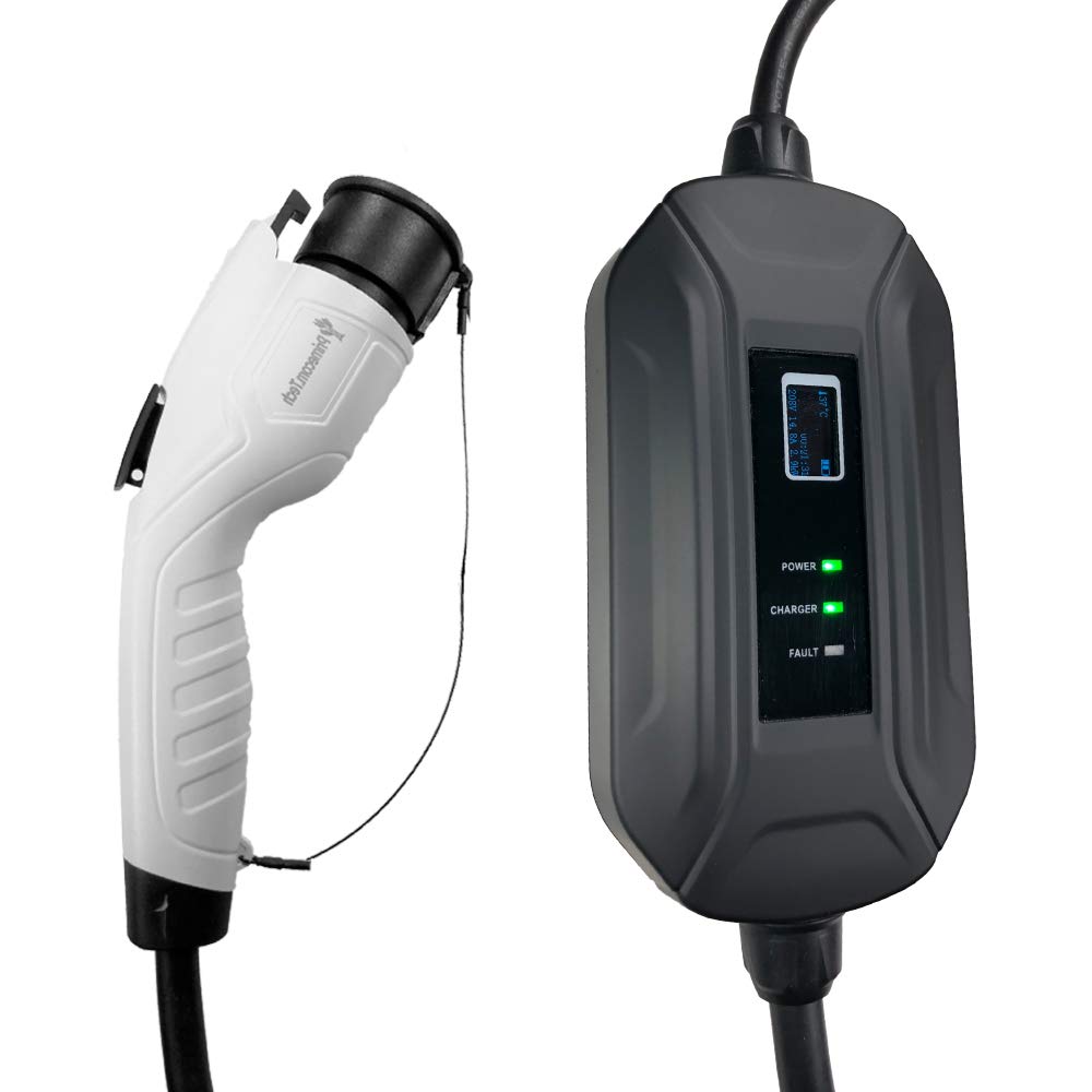 PRIMECOM Level 2 EV Charger 220V-240V 16A Portable Smart Electric Car Charger with 30ft Cable - Fast Home Charging for Tesla, Nissan Leaf, Chevy Bolt & More EVs (NEMA 14-30P Plug) - Perfect for Garage, Driveway & Road Trips