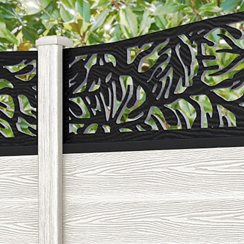 Classic Botanic Curved Top Fence Panel - Light Stone Composite - Durable Outdoor Garden Fencing for Privacy & Decoration | Perfect for Backyard, Patio, and Landscape Borders