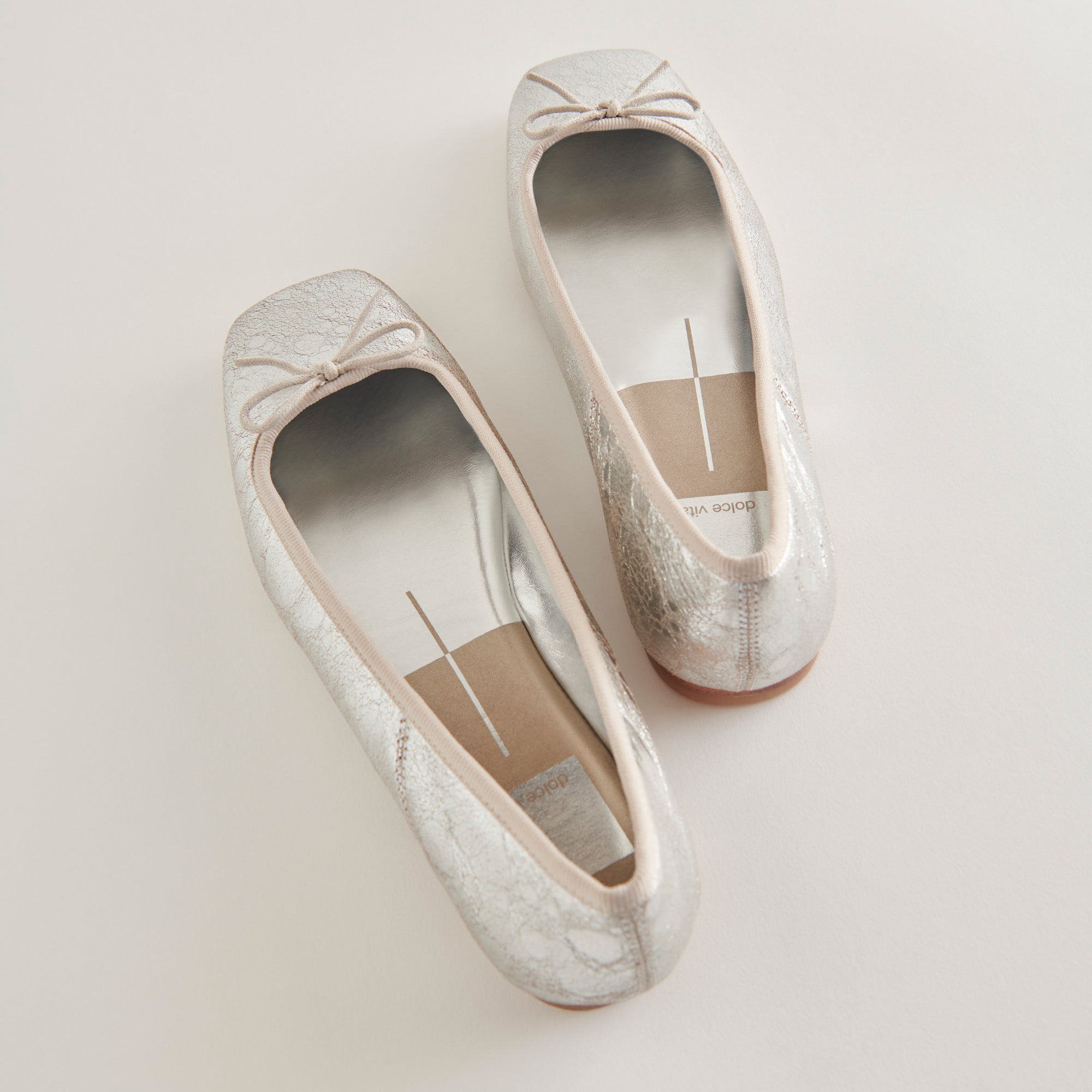 ANISA Women's Ballet Flats - Silver Distressed Leather Slip-On Shoes for Comfort & Style | Perfect for Work, Casual Outfits & Travel