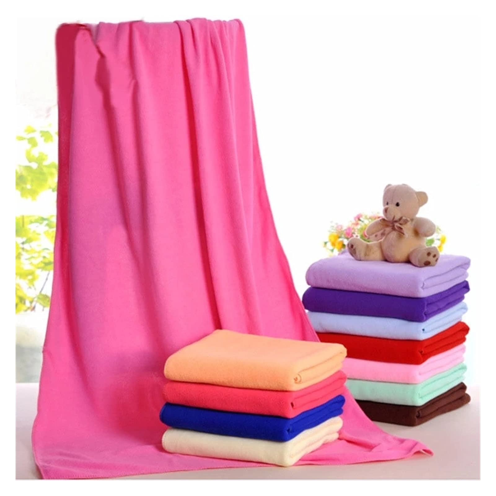 Flyafish 10-Pack Microfiber Beach Towels 70x140cm - Ultra Soft, Quick Dry, Super Absorbent Bath & Swim Towels for Pool, Beach, Gym, Travel - Deep Pink