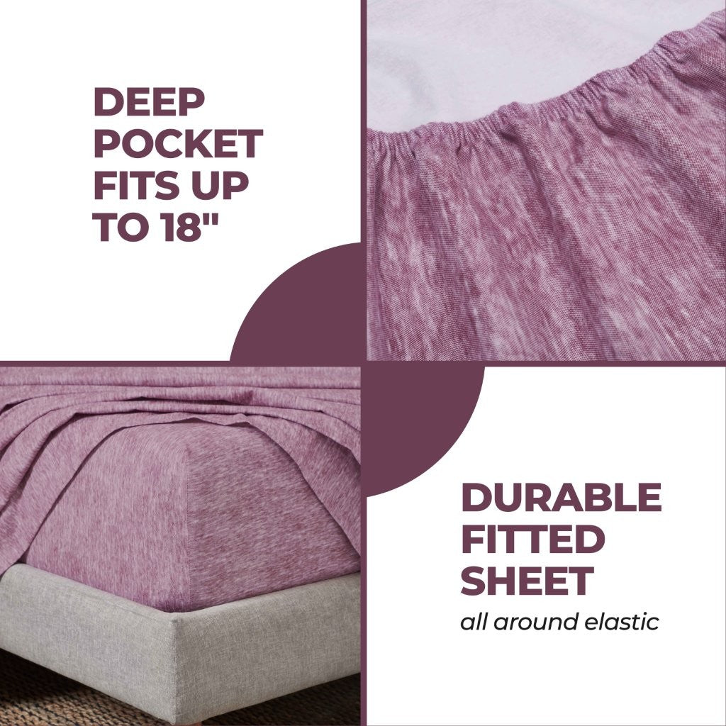 Premium Melange Flannel Cotton Two-Toned Brushed Deep Pocket Sheet Set - Ultra Soft & Cozy for Winter Nights, Perfect for Bedroom Comfort & Warmth