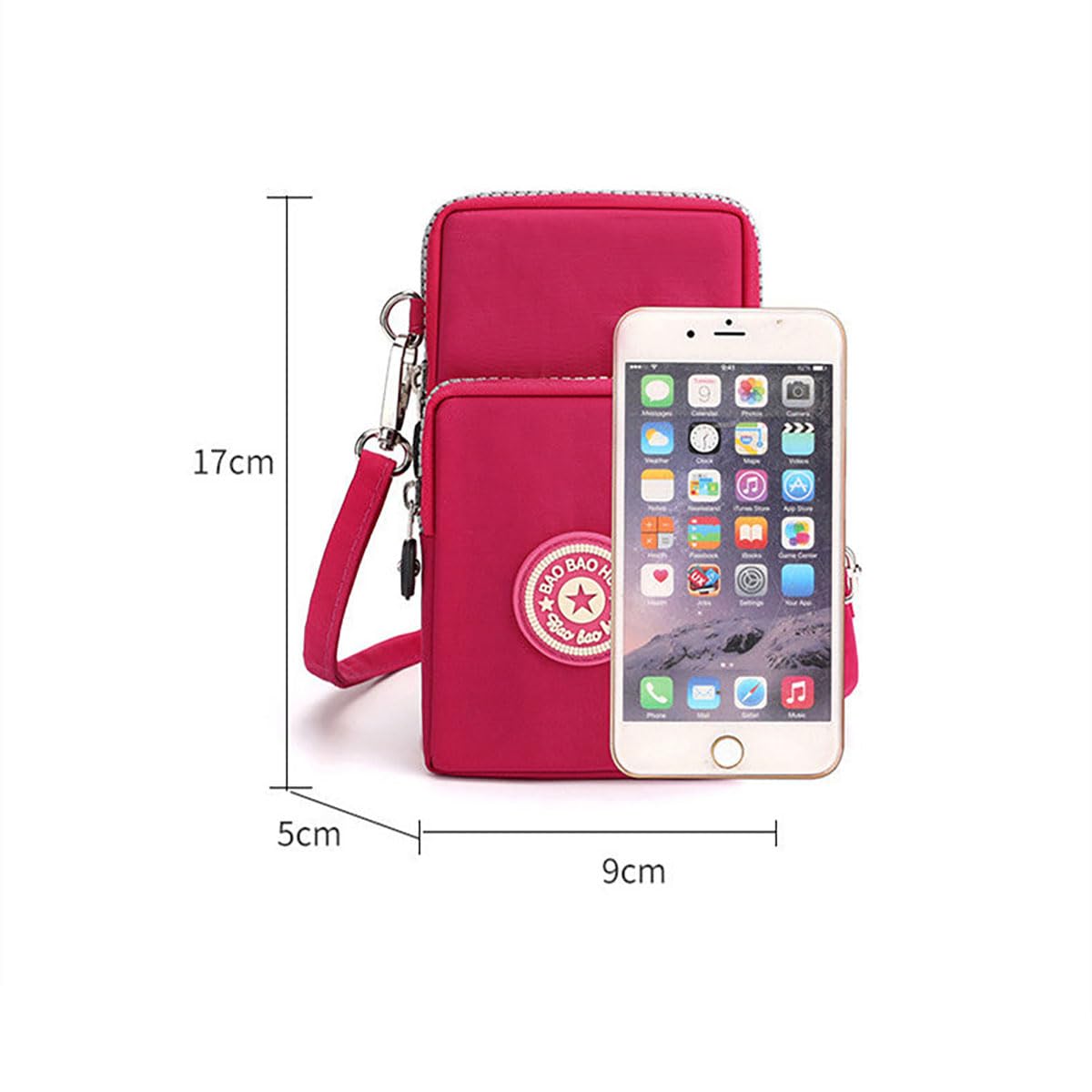 SYGA Women's Cross-Body Phone Bag - Red Fabric Waist Pouch with Adjustable Strap for Running, Travel & Shopping - Hands-Free Cellphone Holder for iPhone & Android Devices