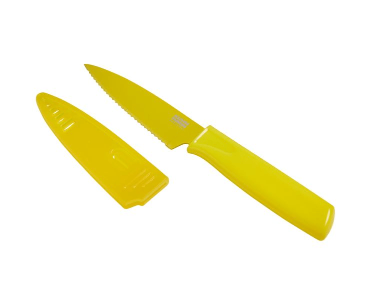 Kuhn Rikon COLORI Serrated Paring Knife 8-inch - Sharp Kitchen Utility Knife for Fruits, Vegetables & Peeling - Multiple Color Options - Perfect for Home Cooking, Camping & Picnics