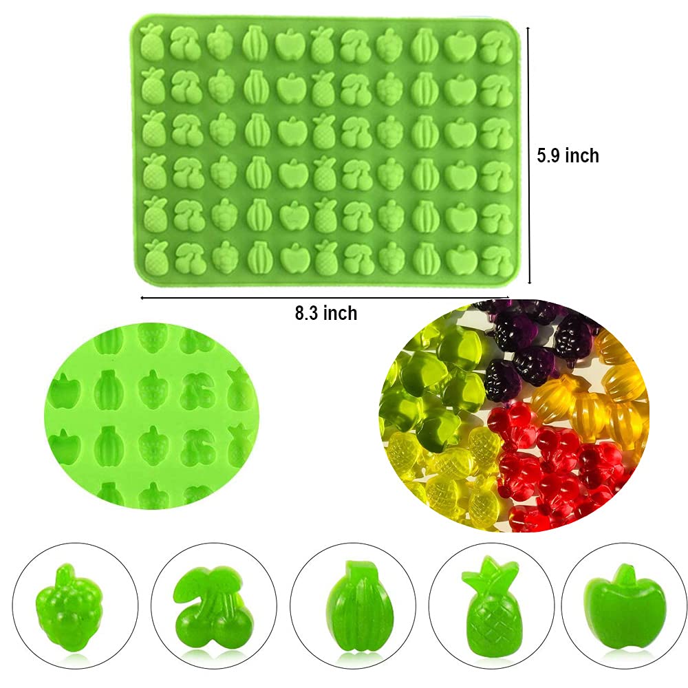 3 Pack Mini Silicone Candy Molds - Heart, Fruit & Sea Animal Shapes with 2 Droppers for Homemade Gummies, Chocolates & Ice Cubes | Perfect for DIY Treats, Party Favors & Kids Baking Activities