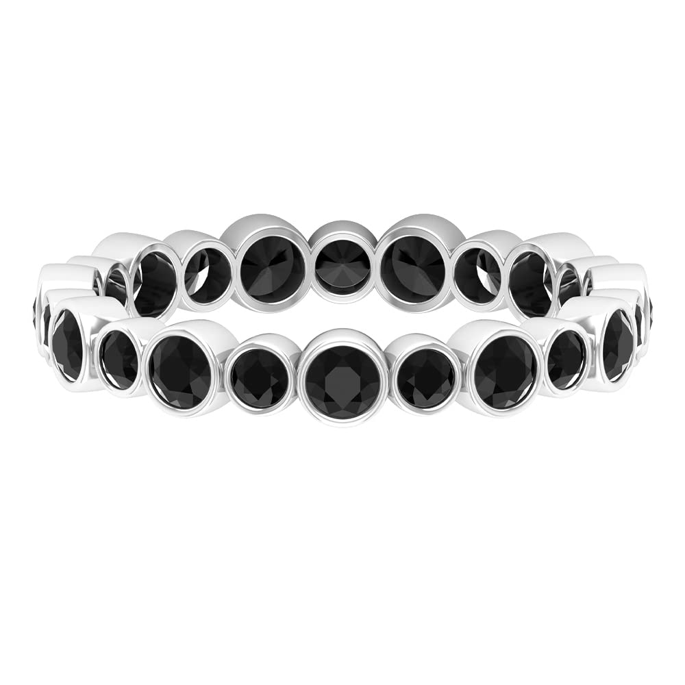 1 CT Black Onyx Full Eternity Ring in 14K Solid Gold | Bezel Set Onyx Wedding Band | Stackable Black Onyx & Gold Ring for Women | Perfect for Anniversary, Engagement & Everyday Elegance