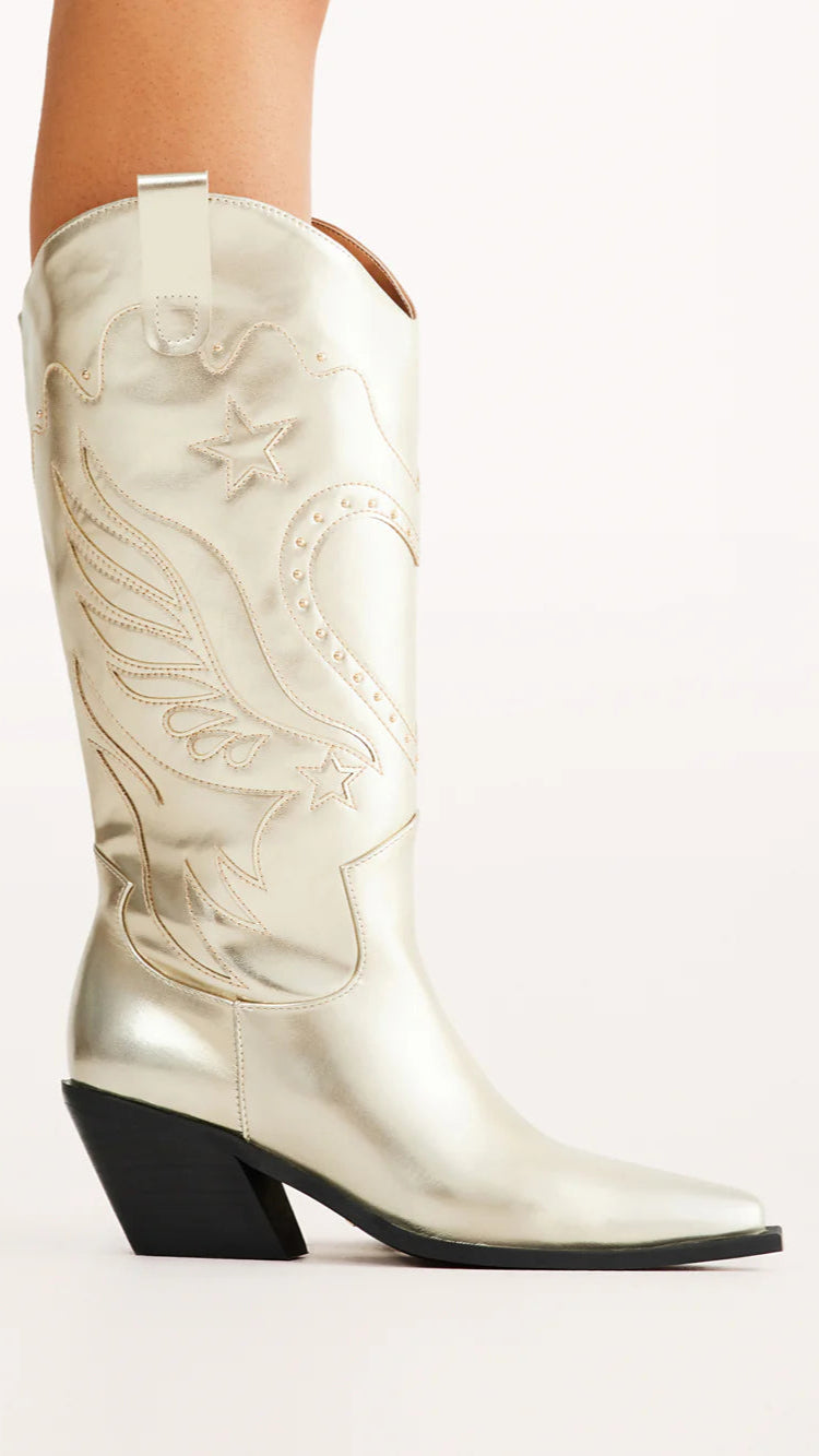 Everlyn Women's Gold Metallic Boots - Stylish Ankle Booties for Fall & Winter Fashion, Parties & Night Out