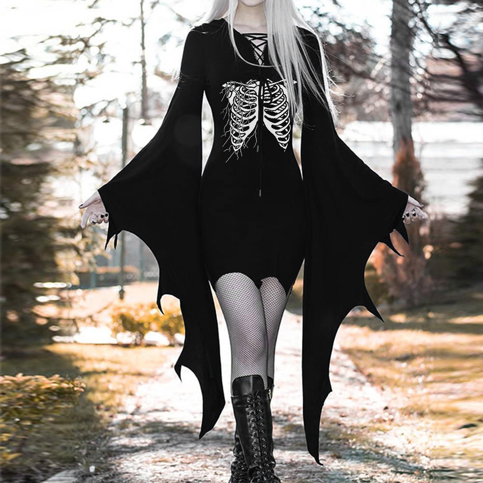 Qixiu Women's Halloween Party Dress - Sexy Slit Bodycon Black Cocktail Dress for Night Out, Clubwear & Casual Wear