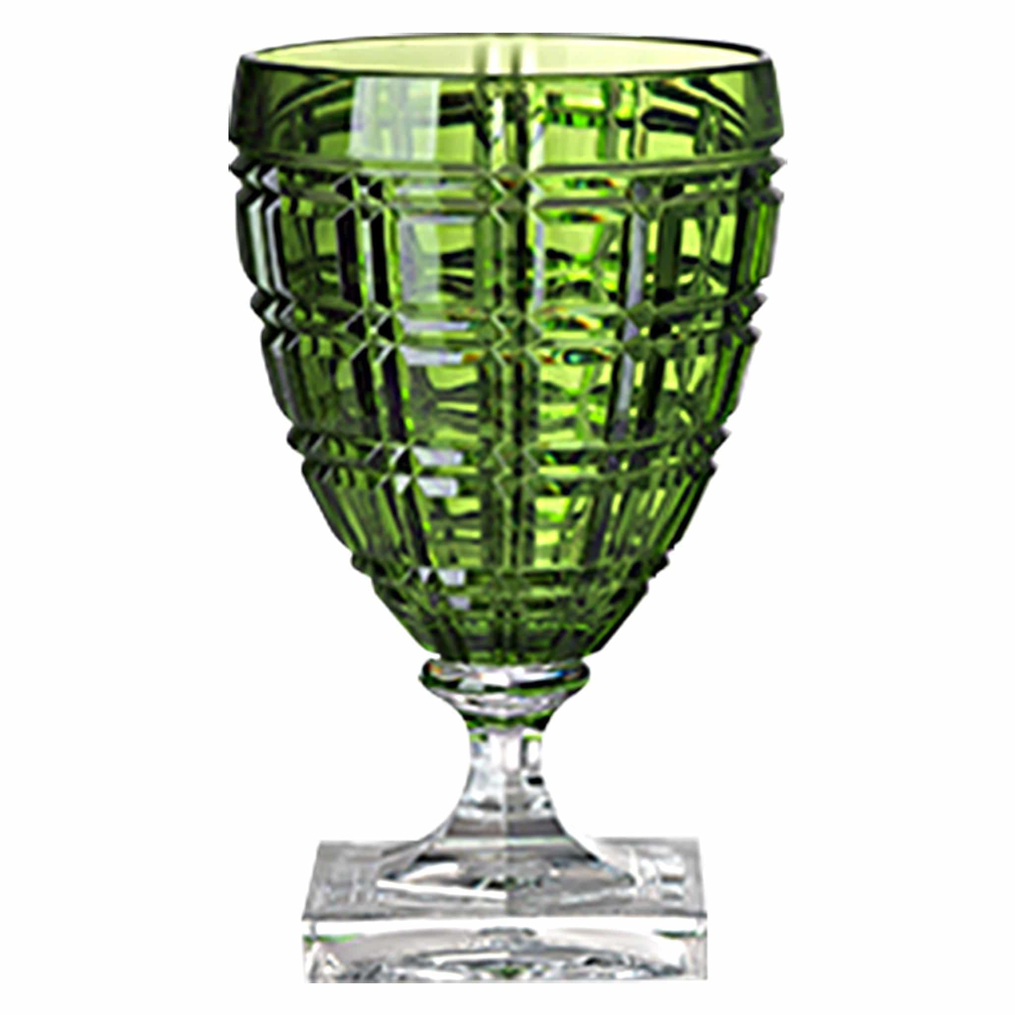 Premium Winston Set of 6 Green Water Glasses by Mario Luca Giusti - Elegant Drinking Glasses for Dinner Parties, Home Bar & Wedding Gift