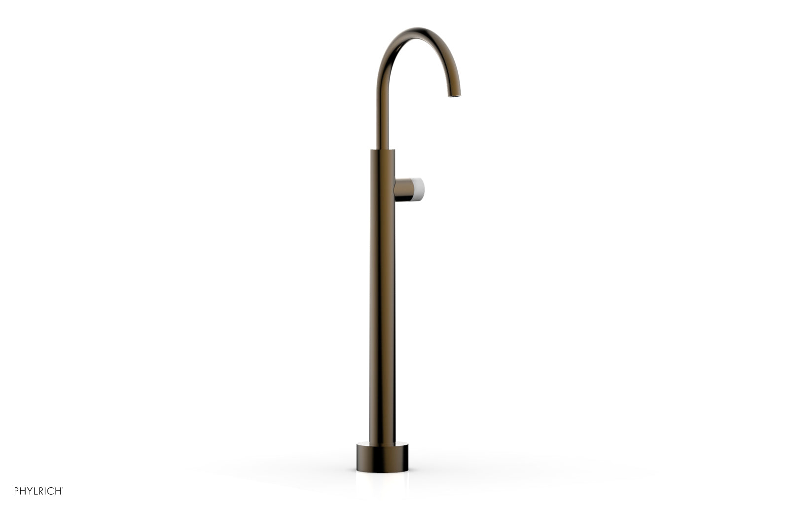 BASIC II Low Floor Mount Tub Filler with White Marble Handle - Model 230 47 04 - Perfect for Modern Bathroom Renovations and Spa-Like Bathtub Installations