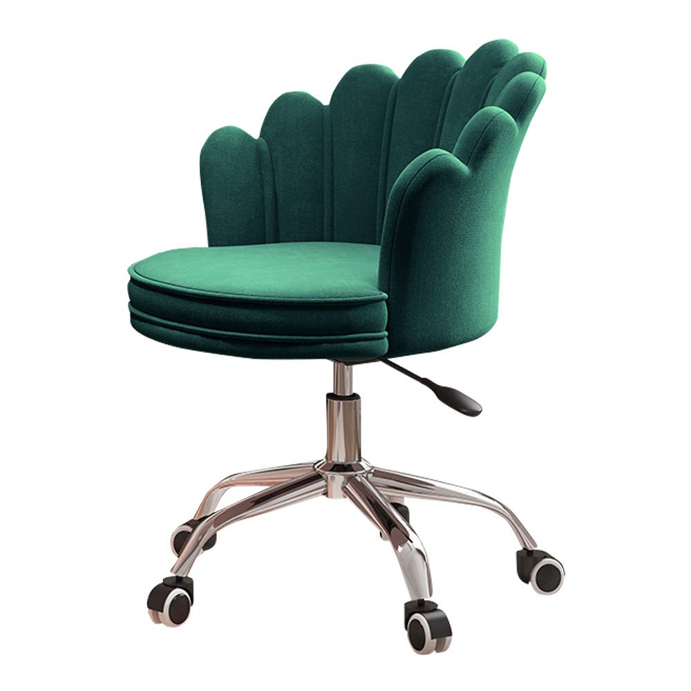 KST Ergonomic Home Office Chair - Adjustable Height Mid-Back Swivel Desk Chair with Padded Armrests & Wheels, Modern Flannel Lounge Chair for Office, Gaming & Study (Green)
