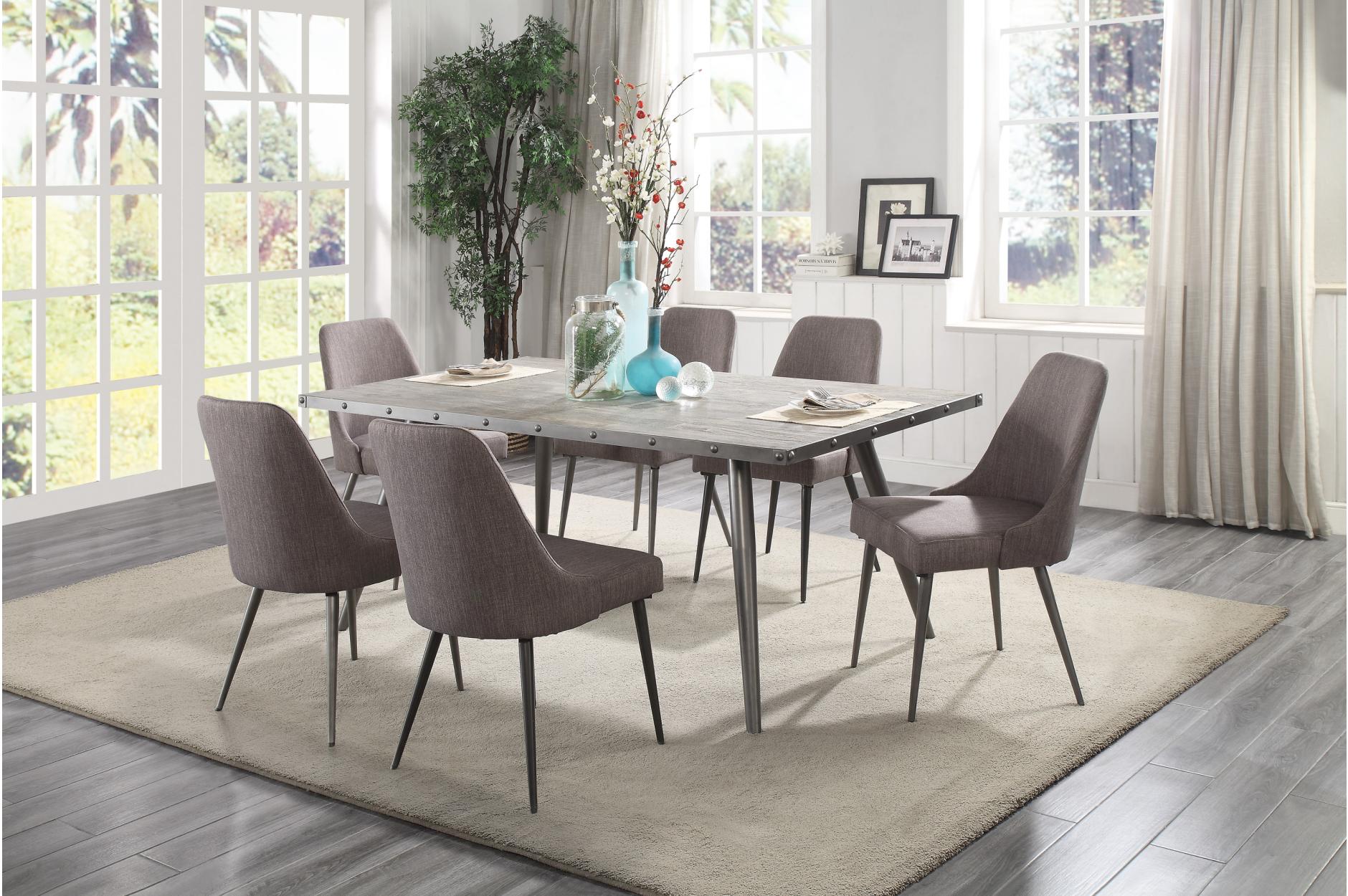 7-Piece Palladium Grey Dining Set - Modern Kitchen & Dining Room Furniture for Family Gatherings & Entertaining Guests