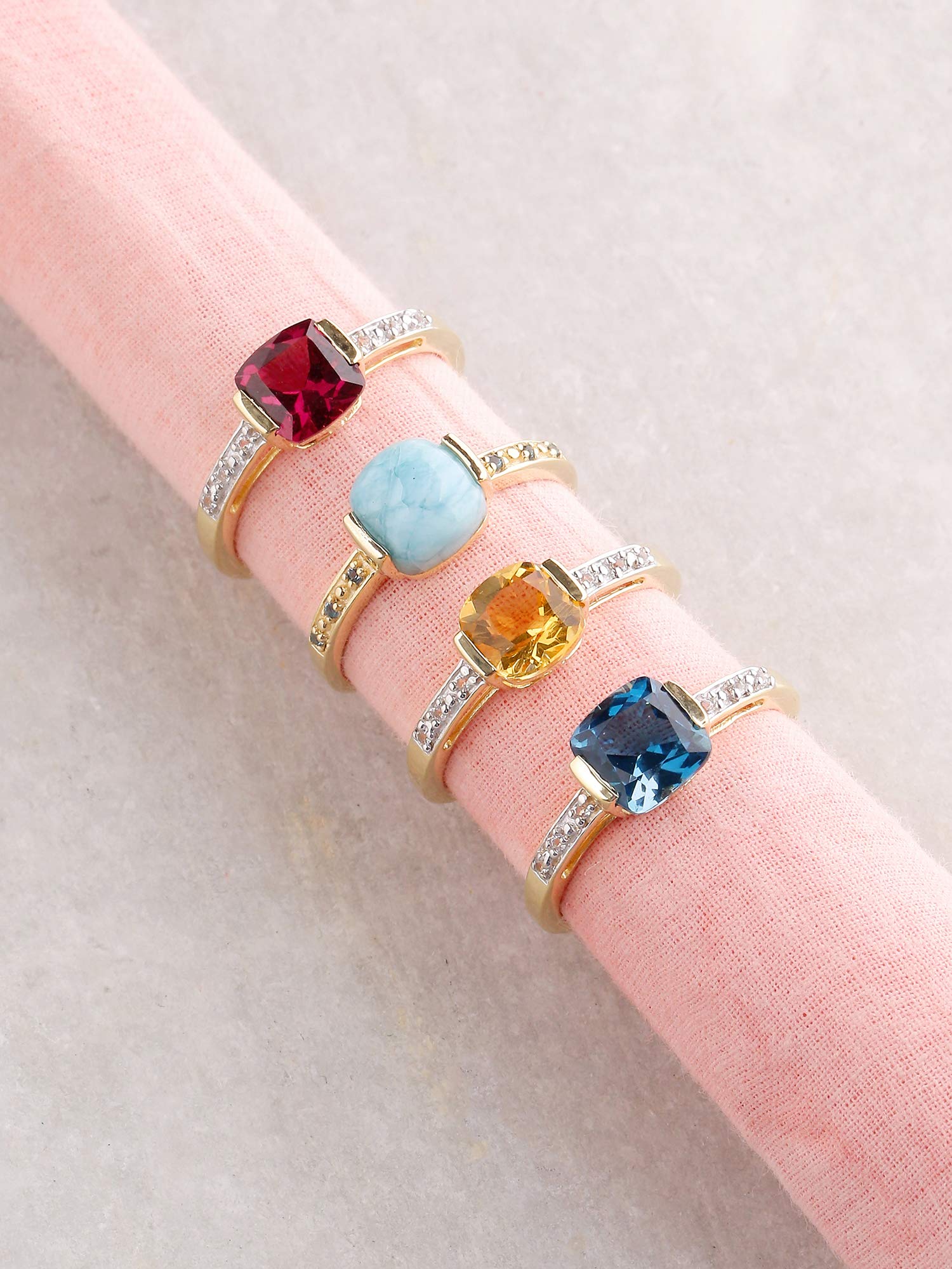10K Yellow Gold Citrine & London Blue Topaz Gemstone Ring for Women - Elegant Birthstone & Engagement Jewelry - Sizes 6-10 - Perfect for Anniversaries, Valentine's Day & Special Occasions
