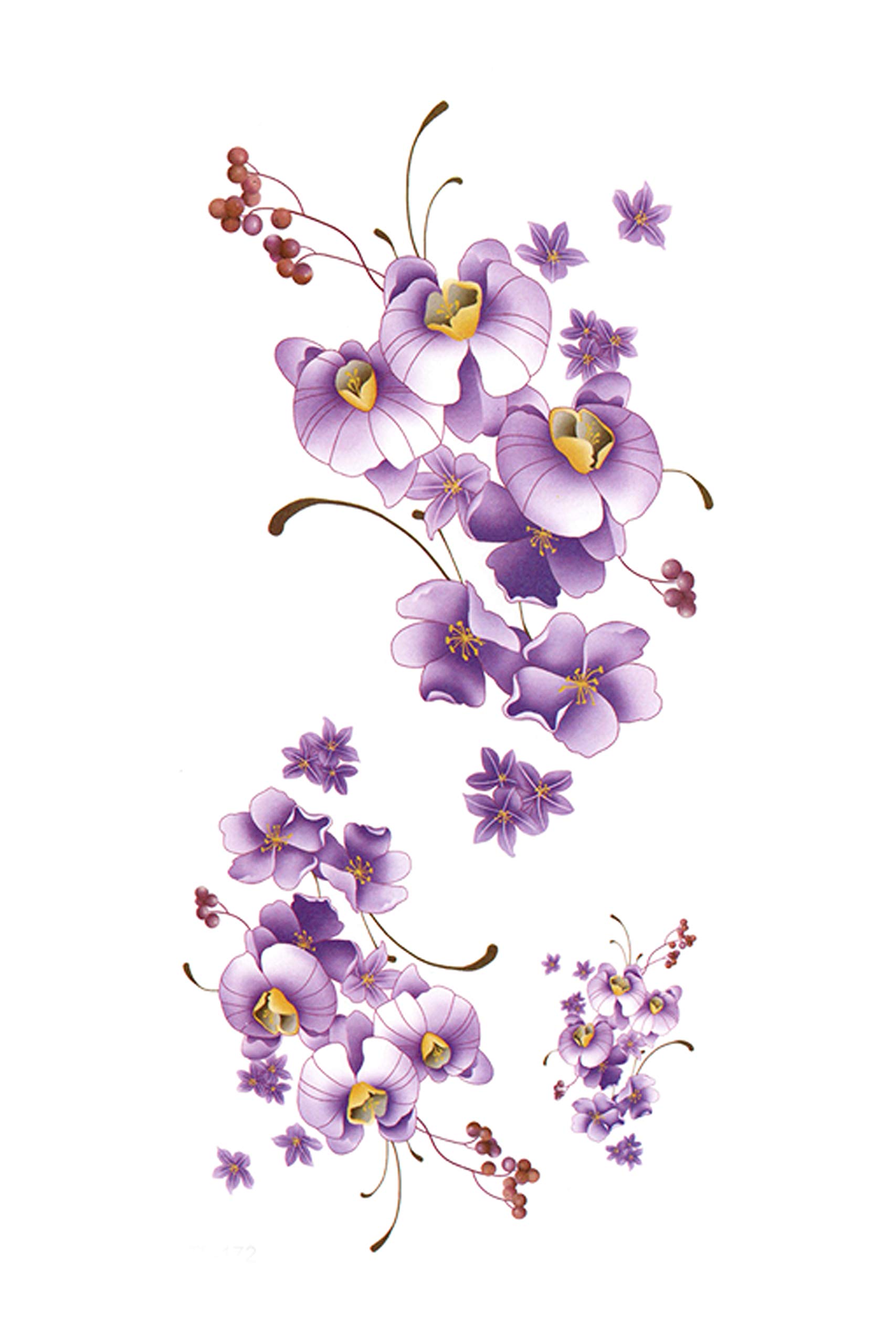 Waterproof Temporary Tattoo Stickers for Men & Women - 3D Realistic Flowers, Butterflies, Stars, Wolves & Armband Designs (19x9cm) | Perfect for Parties, Halloween, Cosplay & Body Art | TL-172