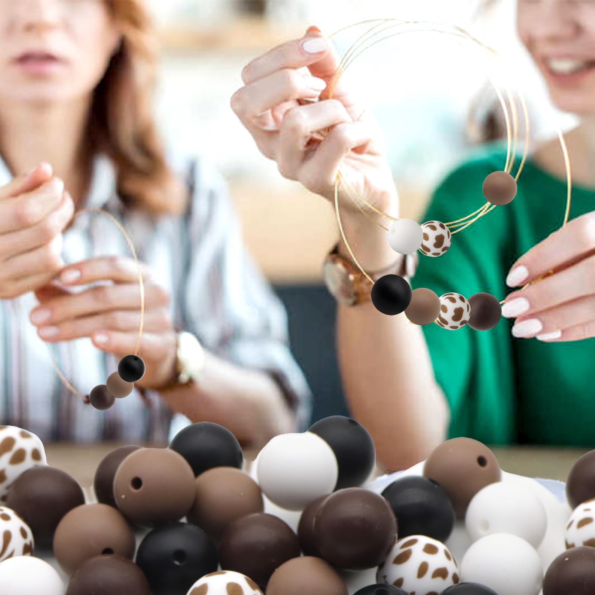 15mm Silicone Beads Bulk 50Pcs - DIY Jewelry Making for Bracelets & Keychains