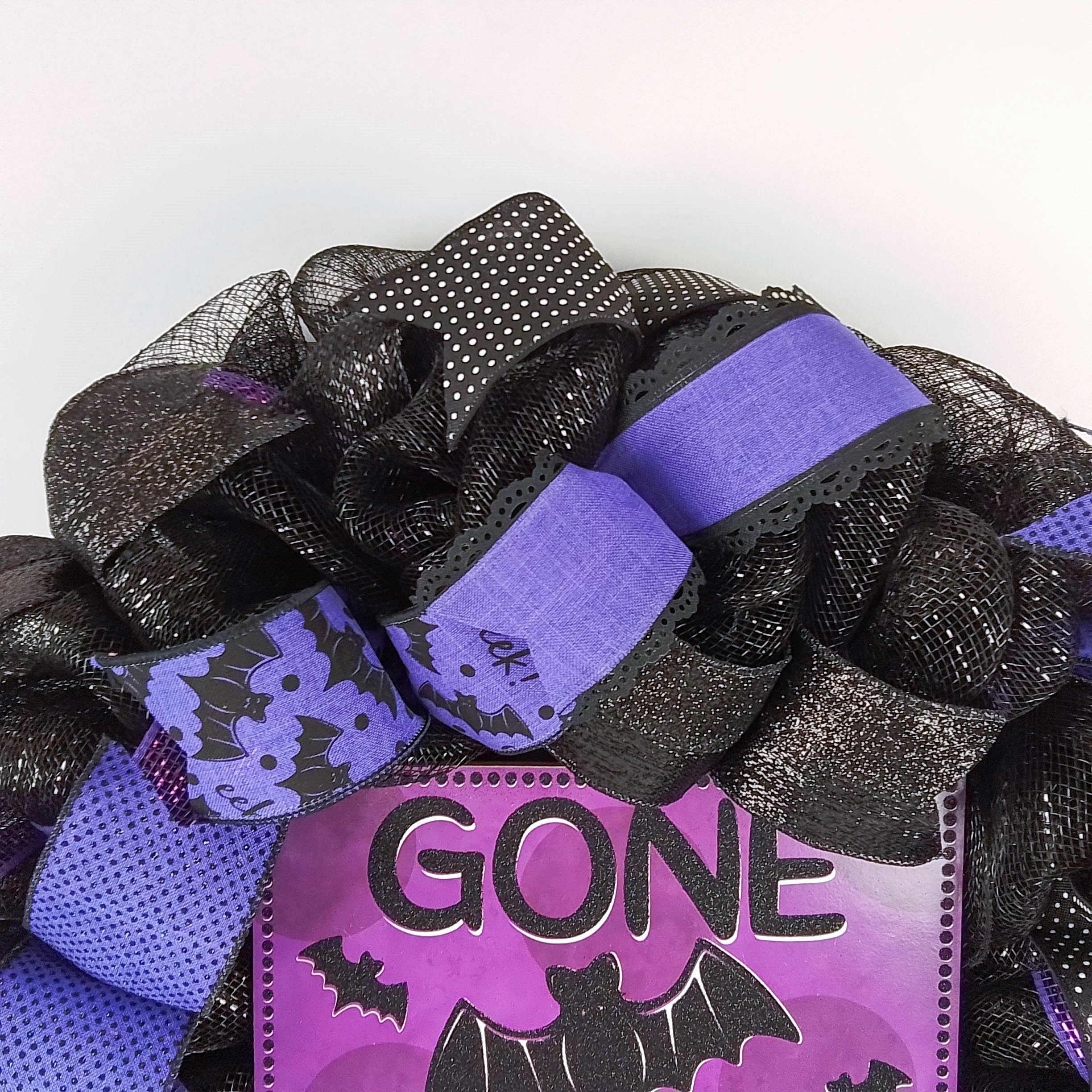 Halloween Bat Wreath for Front Door - Black & Purple Mesh Decor - Perfect for Spooky Home, Party & Outdoor Halloween Decorations