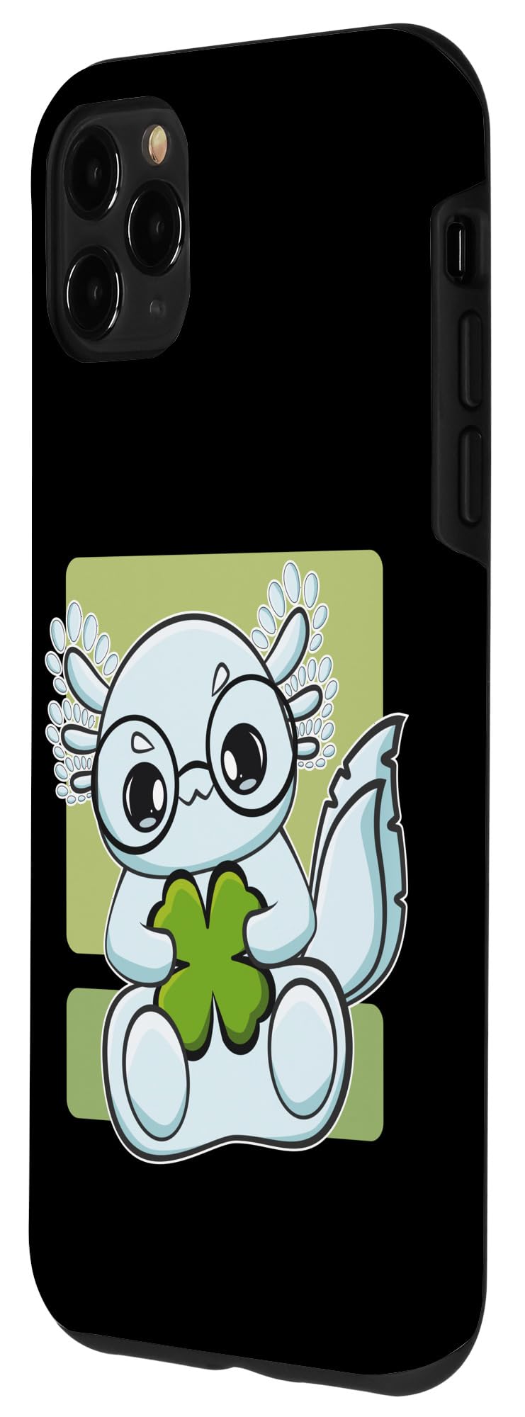 Cute Axolotl iPhone 11 Pro Max Case with Shamrock - St. Patrick's Day Protective Phone Cover for Irish Celebration, Party & Daily Use