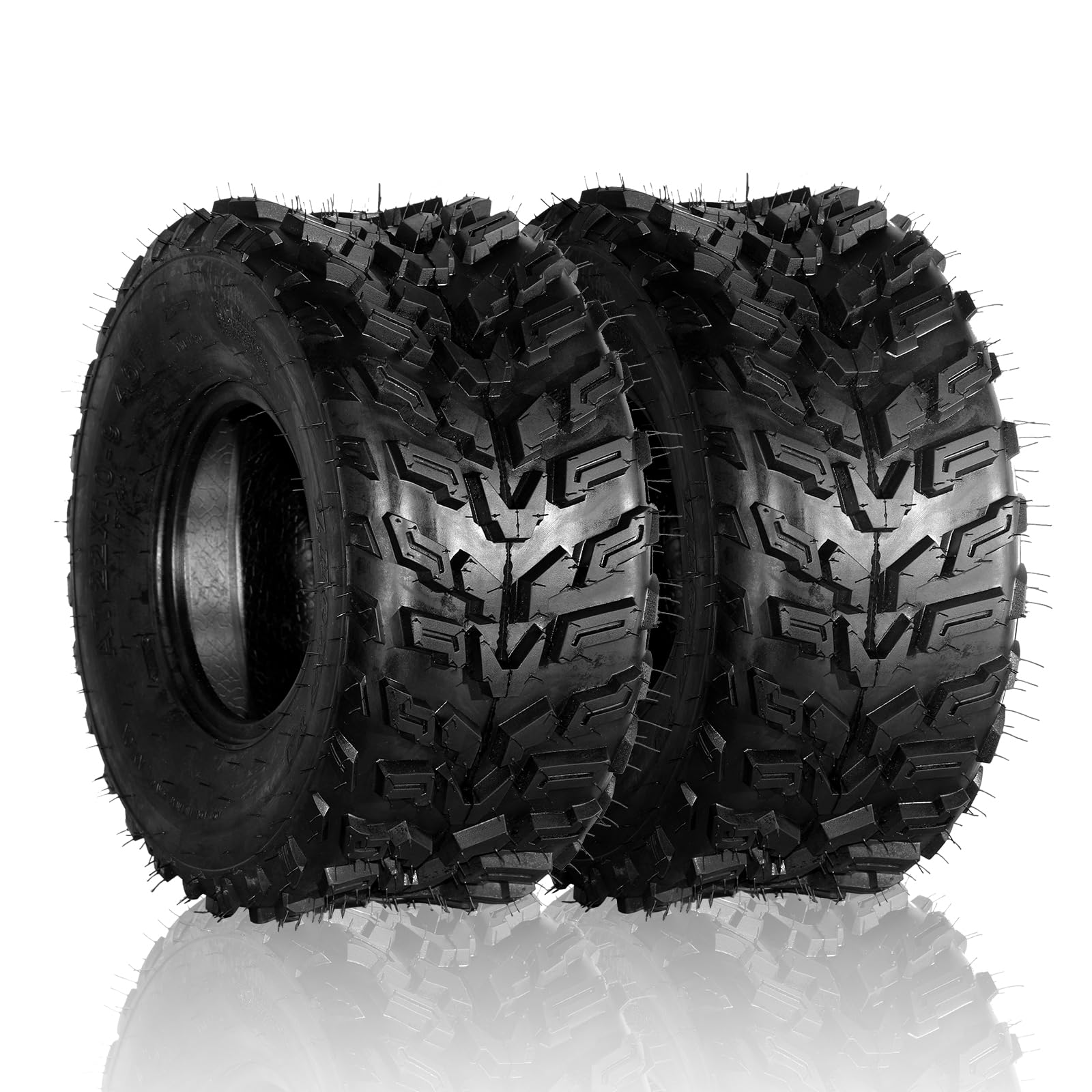 **SUNROAD Set of 2 ATV Mud Tires 22x10-9 6PR 20mm Deep Tread - Compatible with Honda Recon 250 & Suzuki Ozark 250 - Heavy-Duty Off-Road & Trail Riding (1 Pair, Set of 2)**