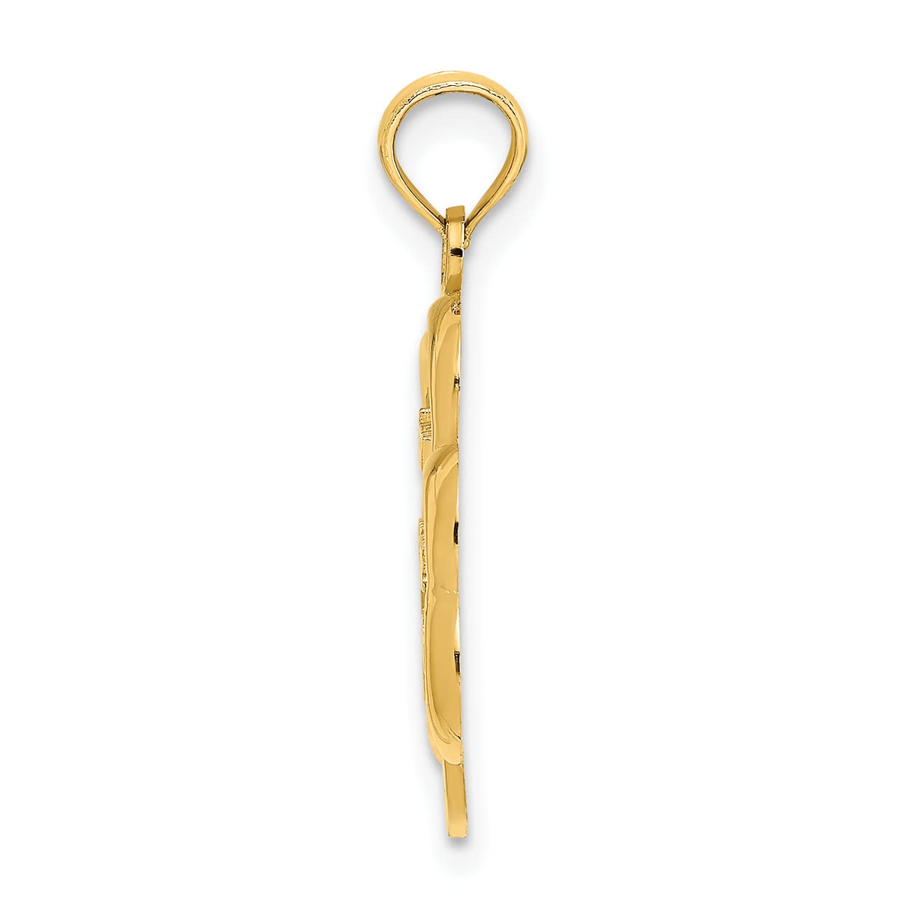 14k Yellow Gold Solid Satin Flat-Back Clover Charm for St. Patrick's Day | Lex & Lu Jewelry | Perfect for Necklaces, Bracelets & Irish-Themed Gifts