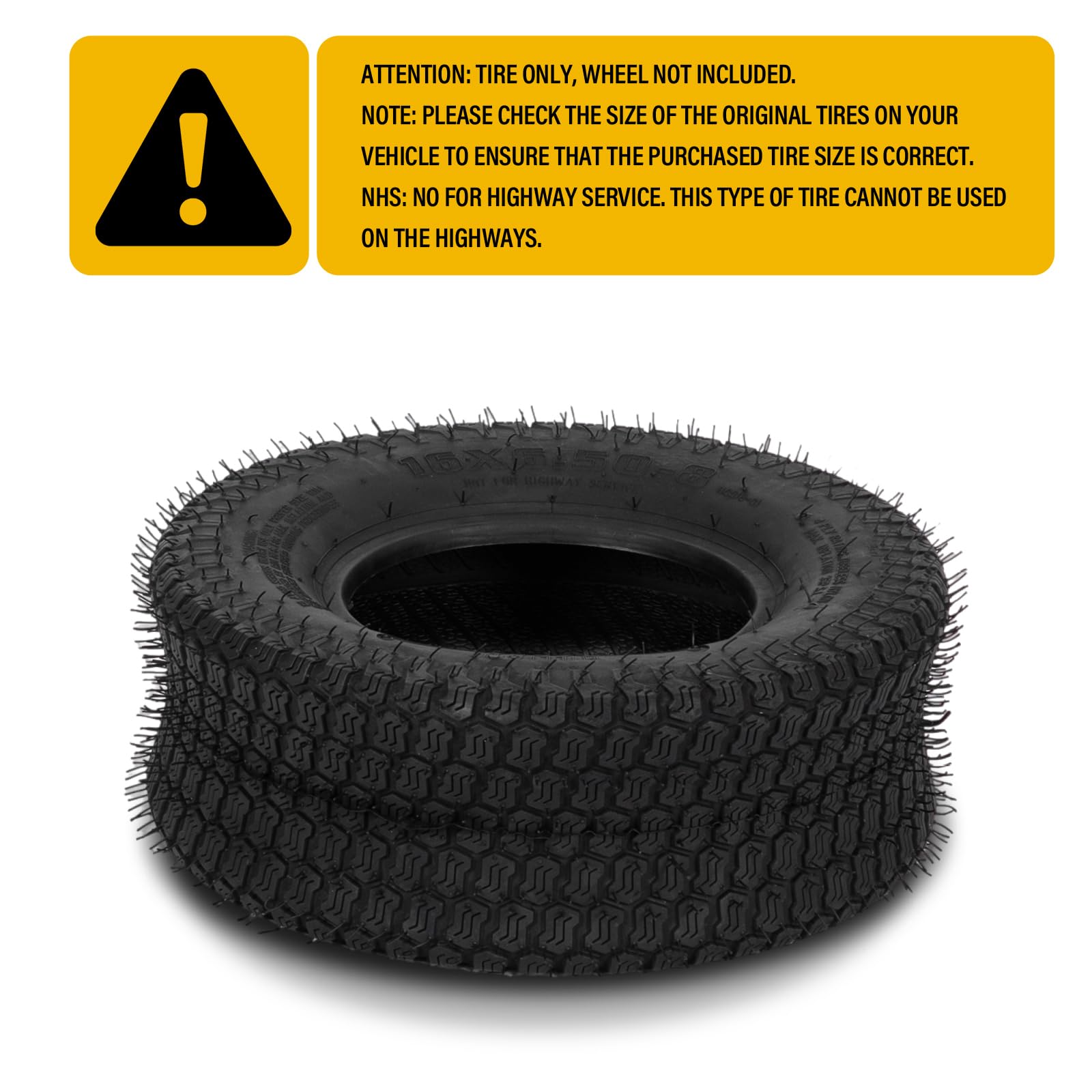2Pcs 16x6.50-8 Lawn Mower Tires - Heavy Duty 4PR Tubeless Tractor Turf Tires, DOT Compliant for Zero Turn Mowers, Riding Lawn Tractors & Garden Equipment - Perfect for Lawn Care, Landscaping & Commercial Use