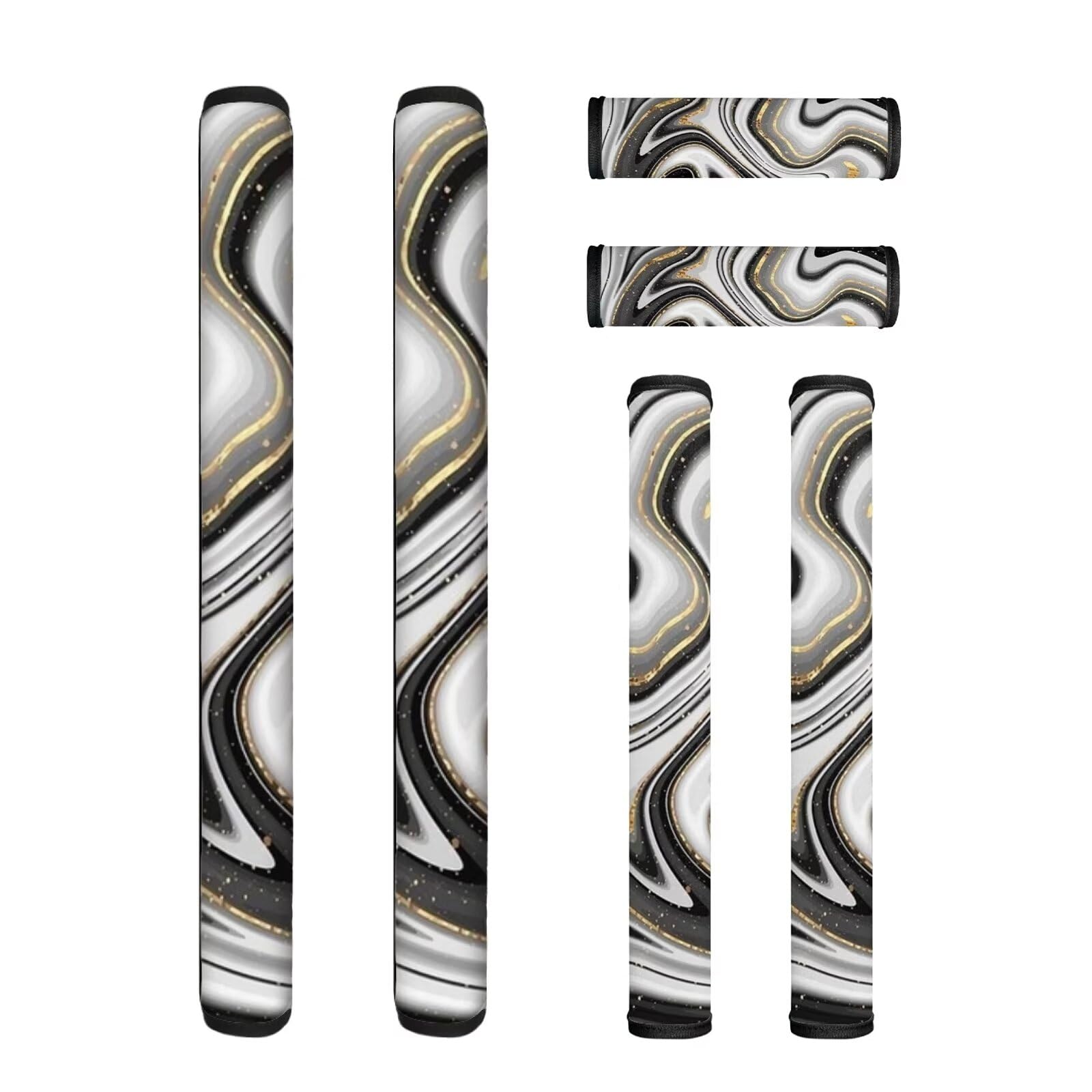 6-Pack Refrigerator Door Handle Covers - Non-Slip Kitchen Appliance Protectors for Fridge, Oven & Dishwasher - Black Gold Marble Design - Prevents Smudges & Food Stains - Perfect for Home Decor & Modern Kitchens