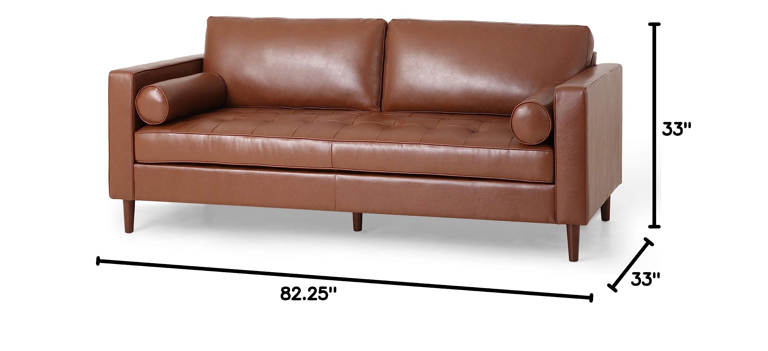 Christopher Knight Home Malinta Sofa - Cognac Brown & Espresso Leather Living Room Couch for Modern Home Decor
