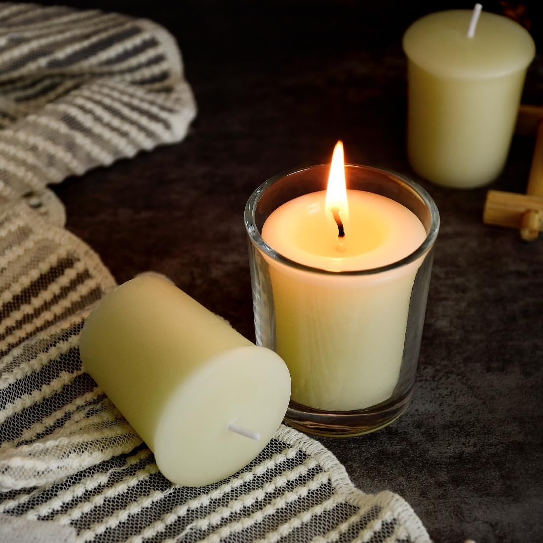 Pure White Beeswax Votive Candles - 6 Pack Natural Unscented Candles for Home Decor, Wedding Centerpieces, Spa Relaxation & Romantic Ambiance