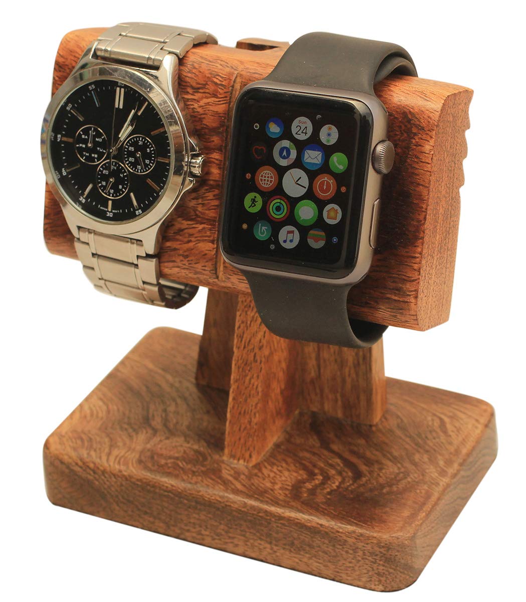 2 in 1 Watch Stand for Men & Women - Premium Watch Display Stand Organizer Fits All Watches - Perfect Gift for Mom, Dad, Grandparents - Elegant Watch Holder for Dresser, Nightstand or Office Desk