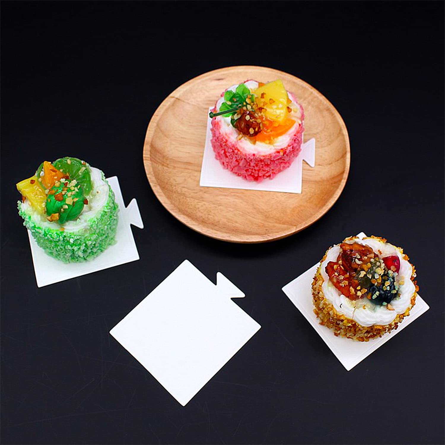 100 Pcs Mini Cake Boards - Square Mousse Cake Bases, Grease Proof Cardboard Dessert Display Trays for Cupcakes, Pastry & Desserts | Perfect for Bakeries, Parties & Home Baking