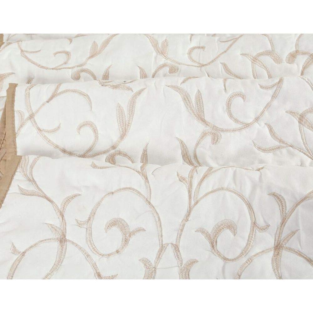 3 Piece Reversible Embroidered Botanical Floral Quilt Set Queen Size - Luxury White & Gold Bedding with Vines Design | Soft, Warm & Lightweight | Fade & Wrinkle Resistant | Perfect for Master Bedroom, Guest Room & Cozy Home Decor