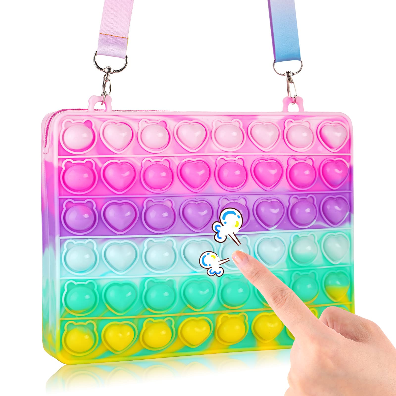 Halloween Fidget Purse for Kids - Pop It Crossbody Bag for Girls, Fun Sensory Toy for iPad Mini & School Supplies | Perfect for Christmas Party Favors, Classroom Rewards & Stress Relief Gifts
