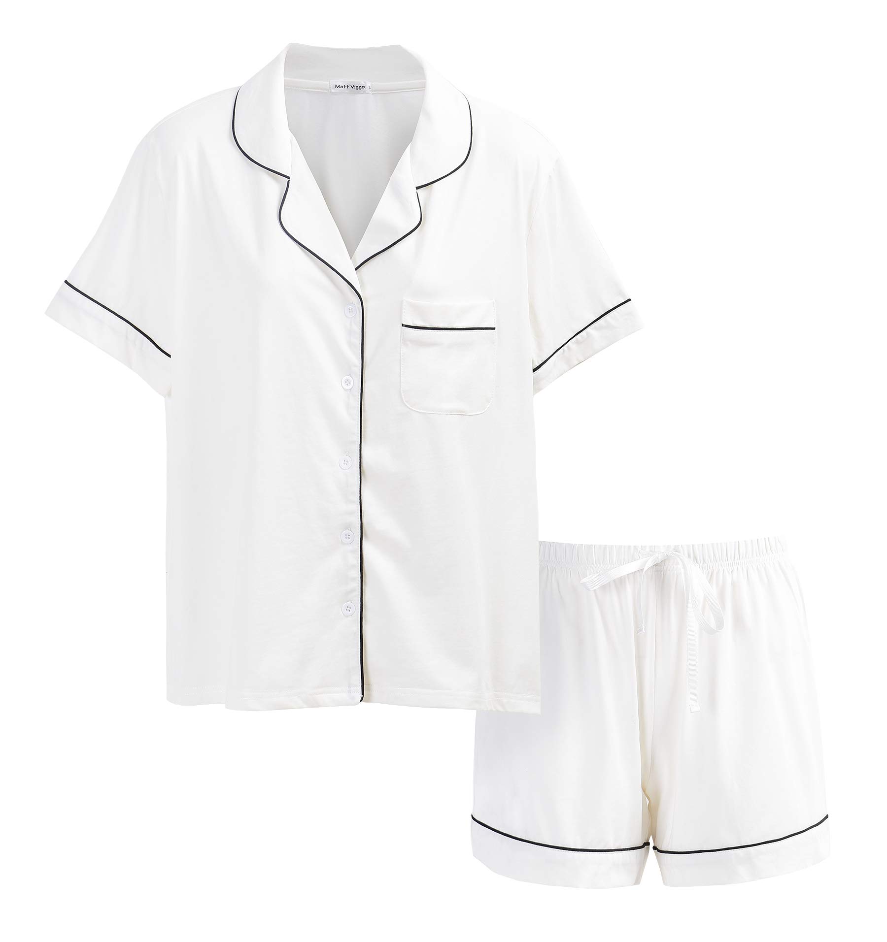 **Matt Viggo Women's Short Sleeve Pajama Set - Soft Button-Down Sleepwear & Lounge Pjs for Comfortable Nights - Perfect for Relaxing at Home or Sleepovers**