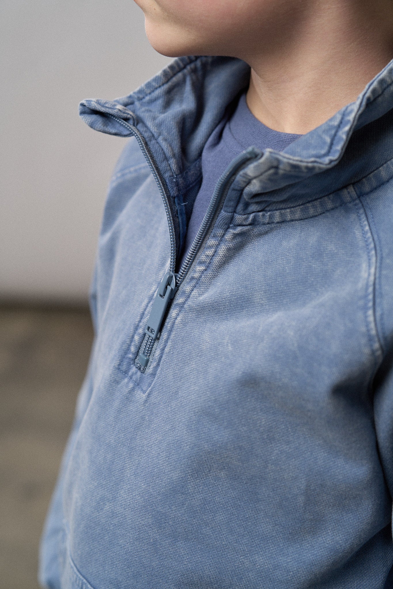 Men's Quarter Zip Pullover Sweater - Navy Blue Wash - Lightweight & Comfortable for Casual Wear, Office & Outdoor Activities