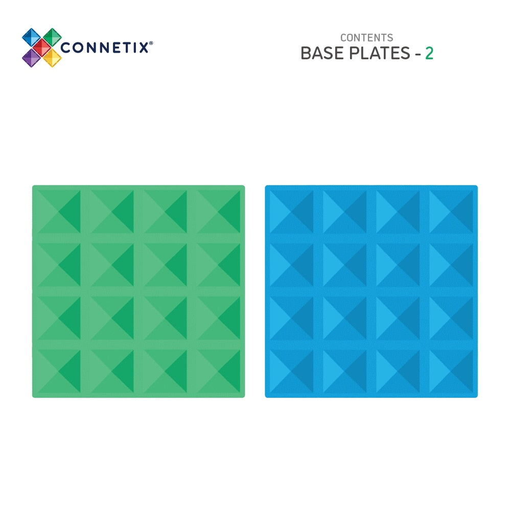 Connetix Magnetic Tiles - Rainbow Blue & Green Base Plates (2 Pack) | STEM Educational Toys for Kids | Perfect for Building, Learning & Creative Play