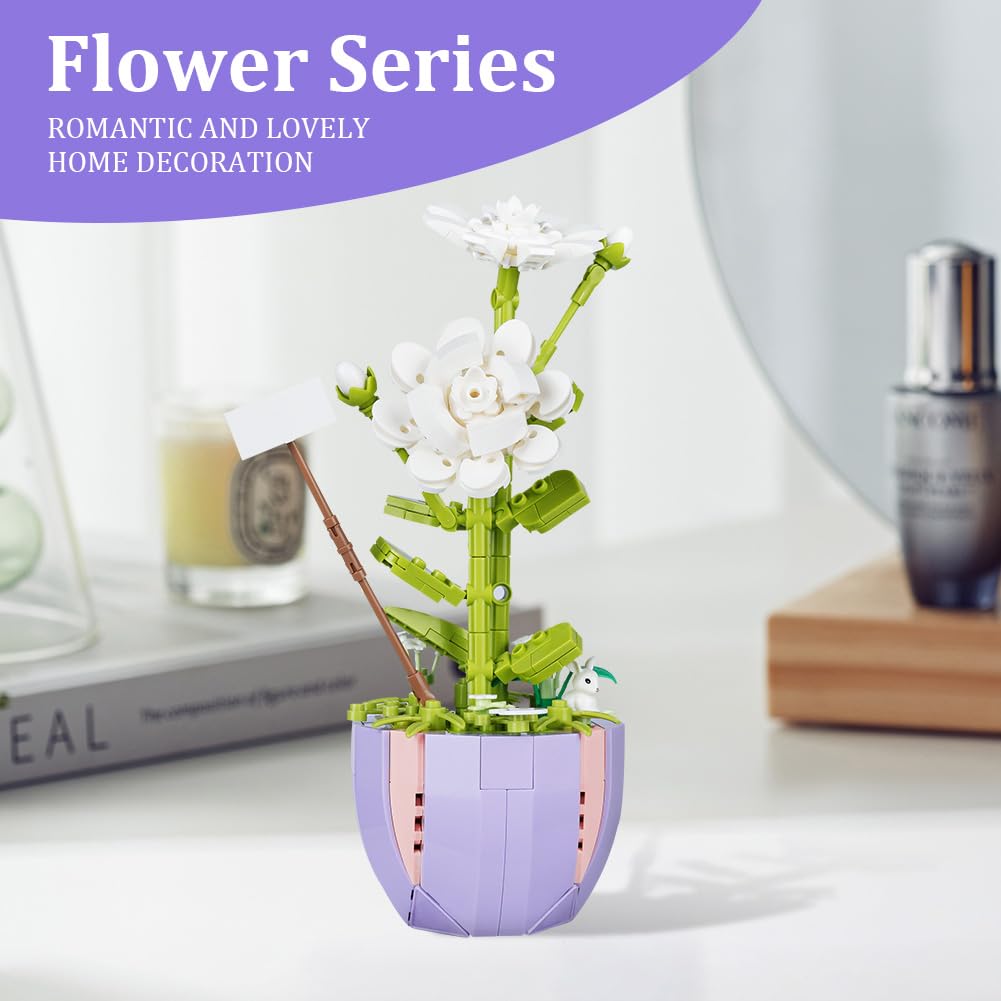 OSDUE Artificial Bonsai Flower Building Blocks Kit - DIY Botanical Collection Bonsai Blocks for Home Decoration, Creative Gift Idea for Adults & Teens | Perfect for Office Desk Decor, Birthday Presents & Relaxing Building Projects