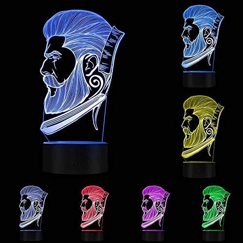 Geeky Days Barber Shop LED Night Light - 3D Optical Illusion Hair Salon Sign, Glowing Business Decor for Barber Shops & Home Man Caves - Perfect for Barber Shop Walls, Bedrooms, and Gift Giving