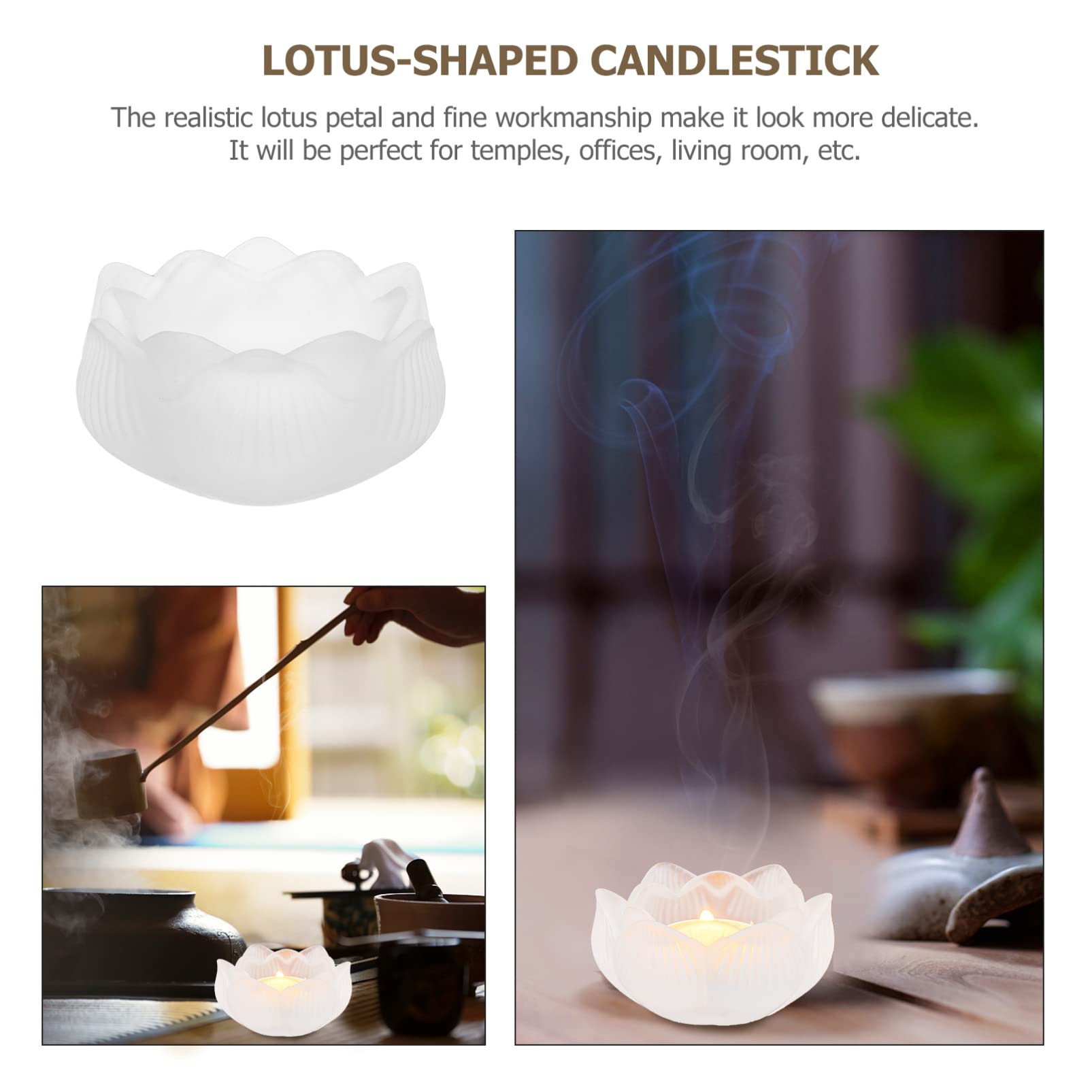2pcs Lotus Glass Candle Holders - Elegant Buddhist Candlesticks for Home Decor, Temple & Buddha Hall Lighting - Perfect for Meditation, Prayer & Spiritual Ceremonies