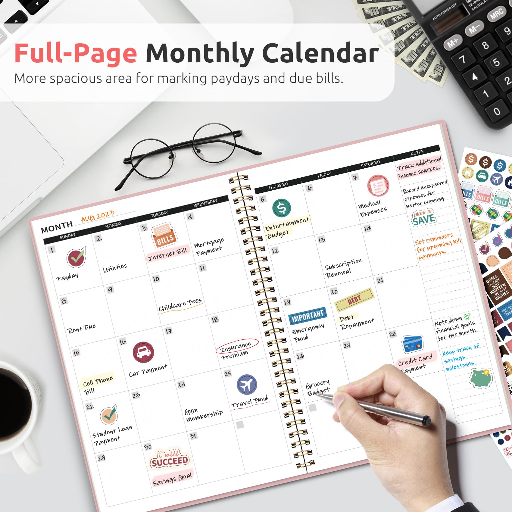 2024-2025 Budget Planner & Expense Tracker Notebook - Undated Monthly Finance Organizer, Bill Tracker & Money Management Journal for Personal Finance Control (Pink) | Perfect for Home Budgeting, Savings Goals & Financial Planning