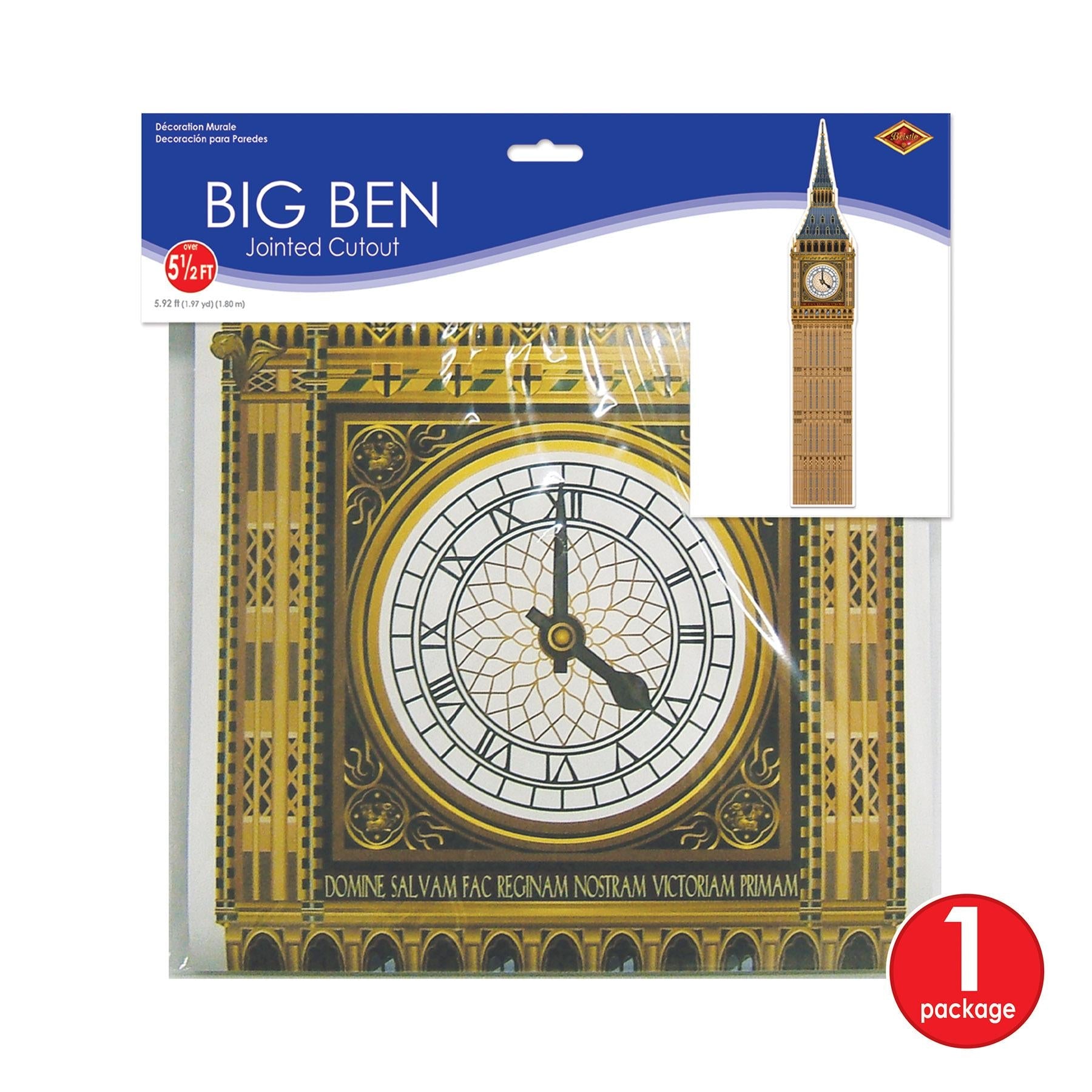 12 Pack Beistle Jointed Big Ben Party Decorations - Hanging Clock Cutouts for British Themed Events, Birthday Parties & Classroom Decor