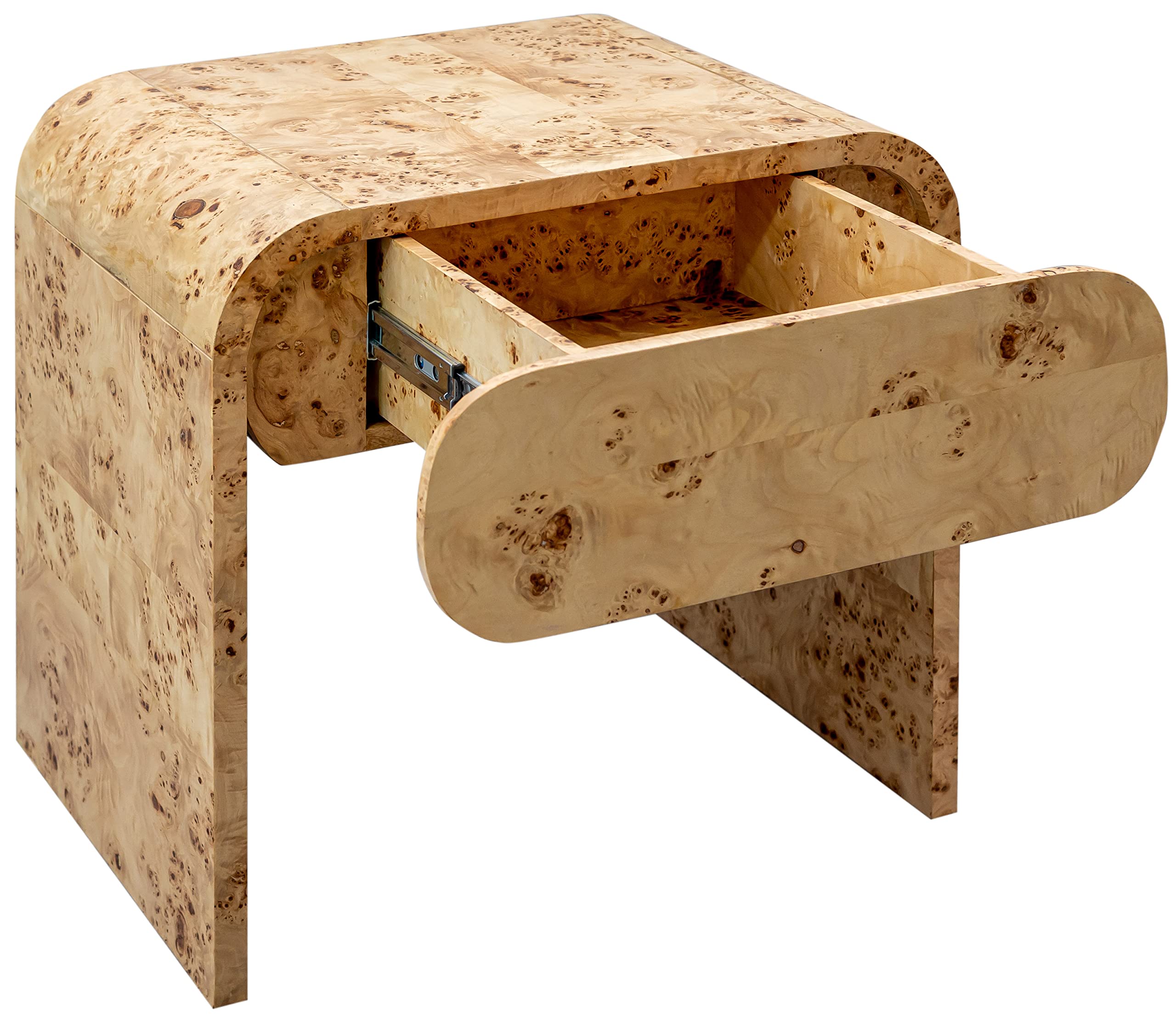 Meridian Furniture 863-NS Cresthill Collection Mid-Century Modern Nightstand - Natural Burl Wood, 24