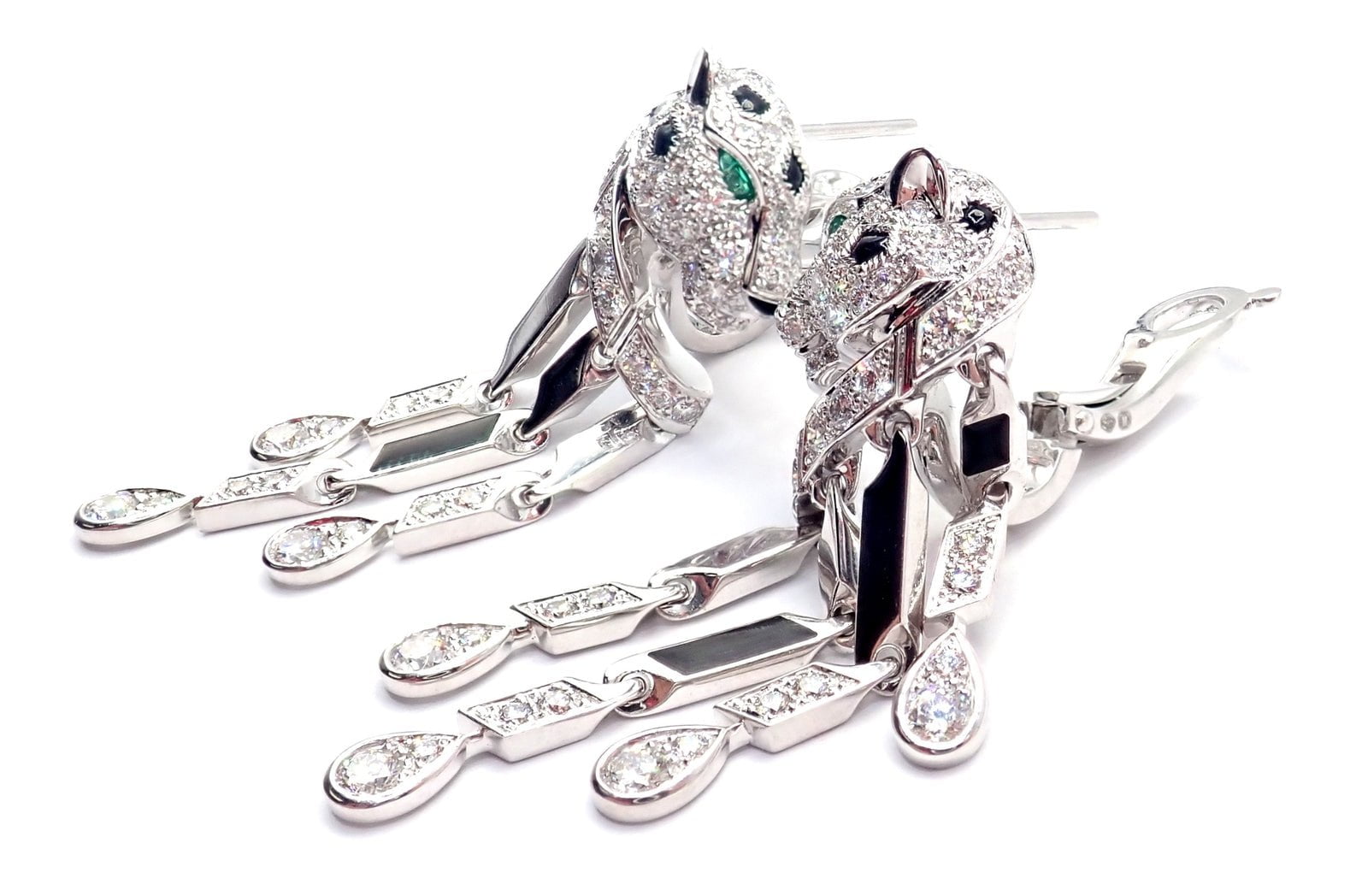 Authentic Cartier Panthere Panther 18k White Gold Diamond Black Onyx Earrings for Women | Luxury Jewelry Gift for Anniversary, Birthday & Special Occasions