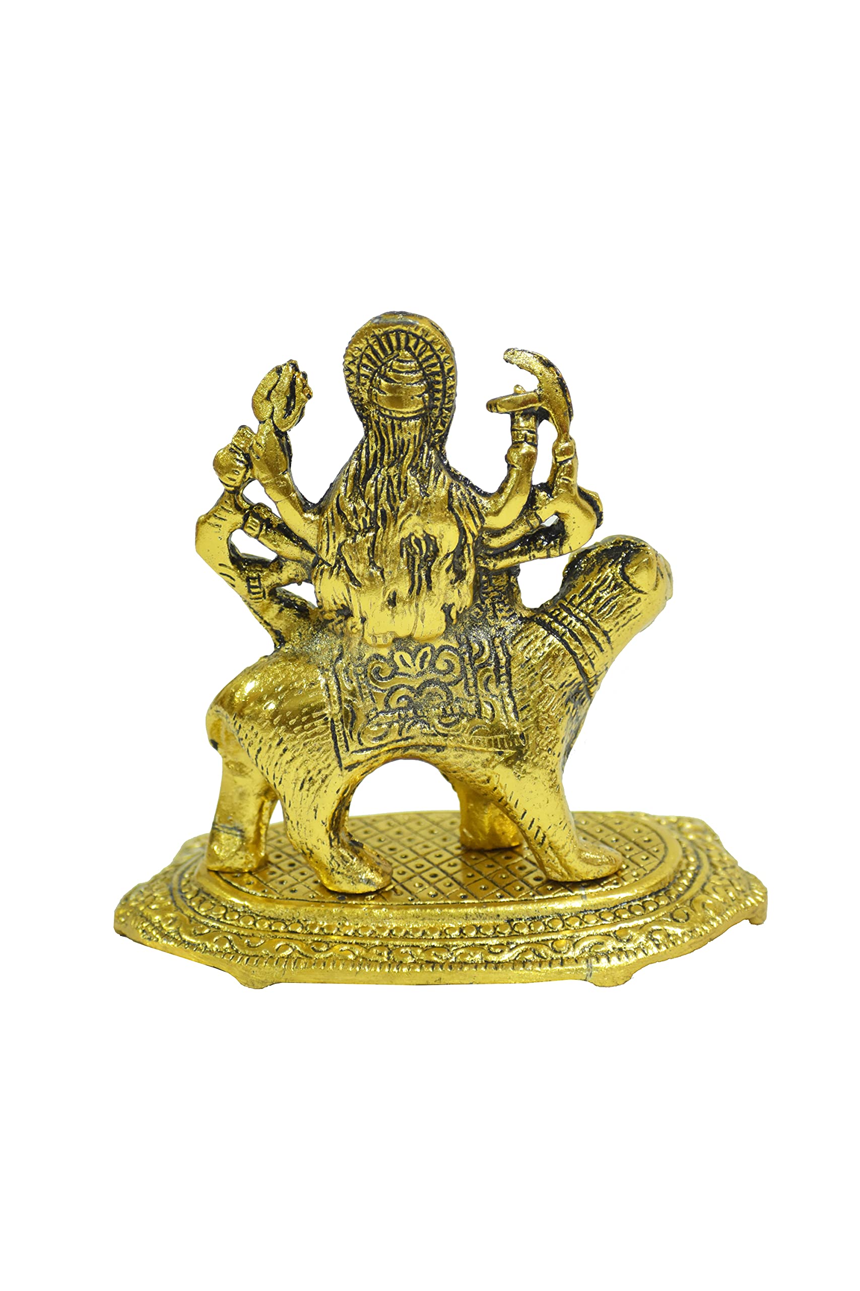 5 Inch Metal Durga Amba Navratri Pooja Statue - Handcrafted Indian Spiritual Sculpture for Home Altar, Temple Decor, Festival Gifts & Spiritual Décor | Perfect for Hindu Worship, Diwali Decorations & Cultural Home Accents