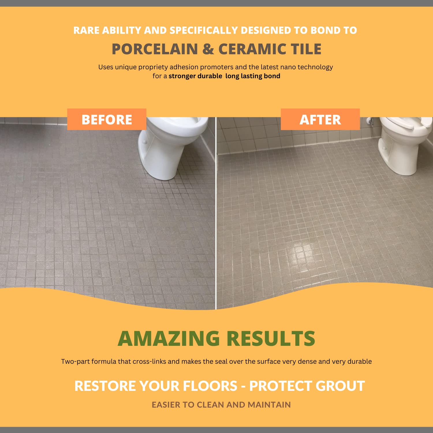 GlazeGuard Matte Natural Look Ceramic & Porcelain Tile Grout Sealer - Flat Finish Waterproof Protective Coating - 2 Part Kit (0.75 Gal) for Bathroom, Kitchen & Shower Tile Maintenance