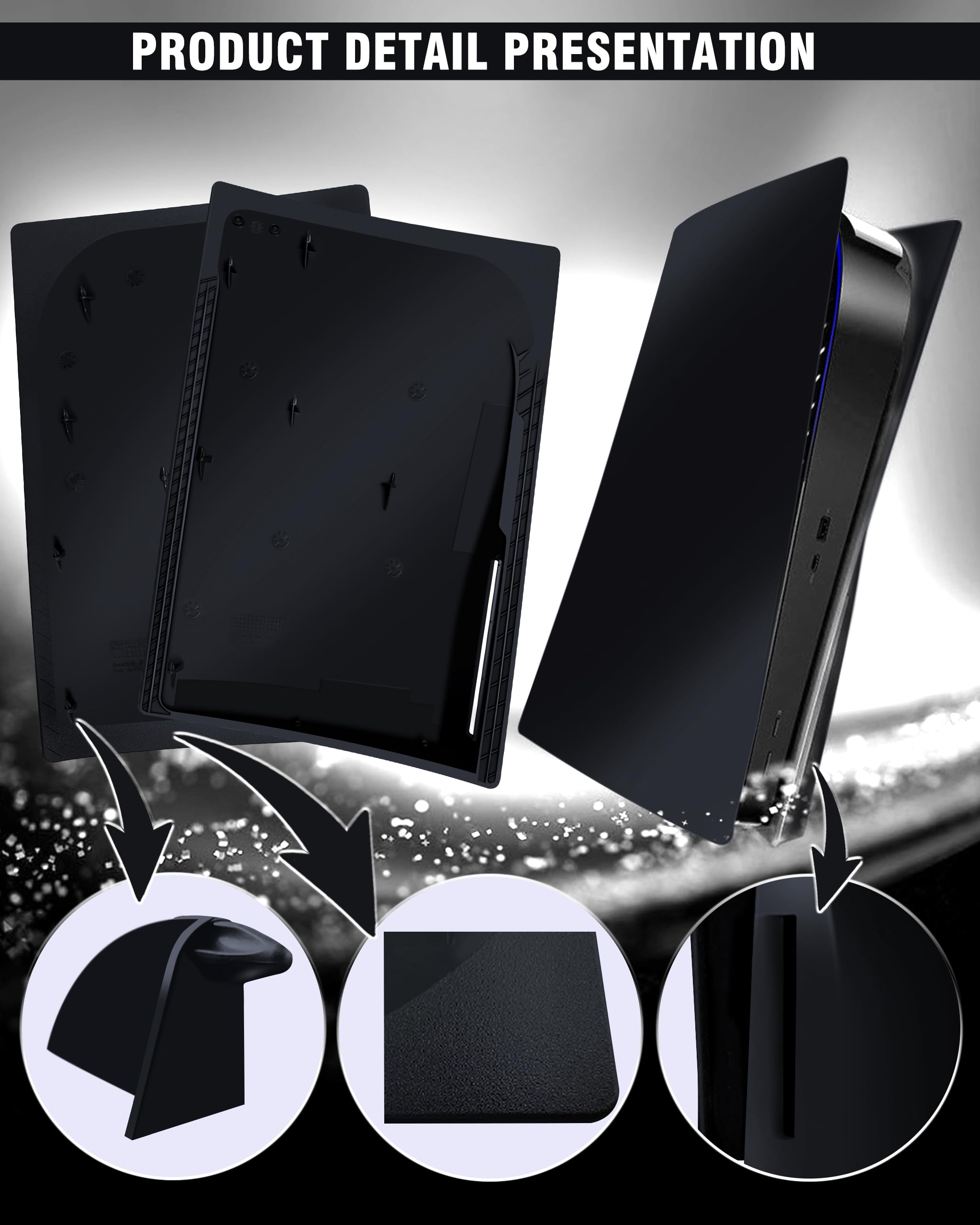 Joso PS5 Disc Edition Faceplate - Anti-Scratch & Dustproof Replacement Cover for PlayStation 5 Console (CD-ROM Version) | Easy Install Protective Skin | Perfect for Gaming Setups & Home Entertainment Systems - Black