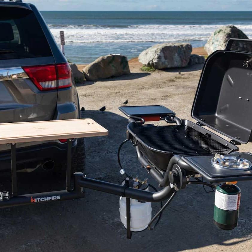 HitchFire Ultimate Portable Propane Grill Station - Tailgate, Camping & RV BBQ Grill with Trailer Hitch Mount | Perfect for Road Trips, Outdoor Cooking & Backyard Gatherings