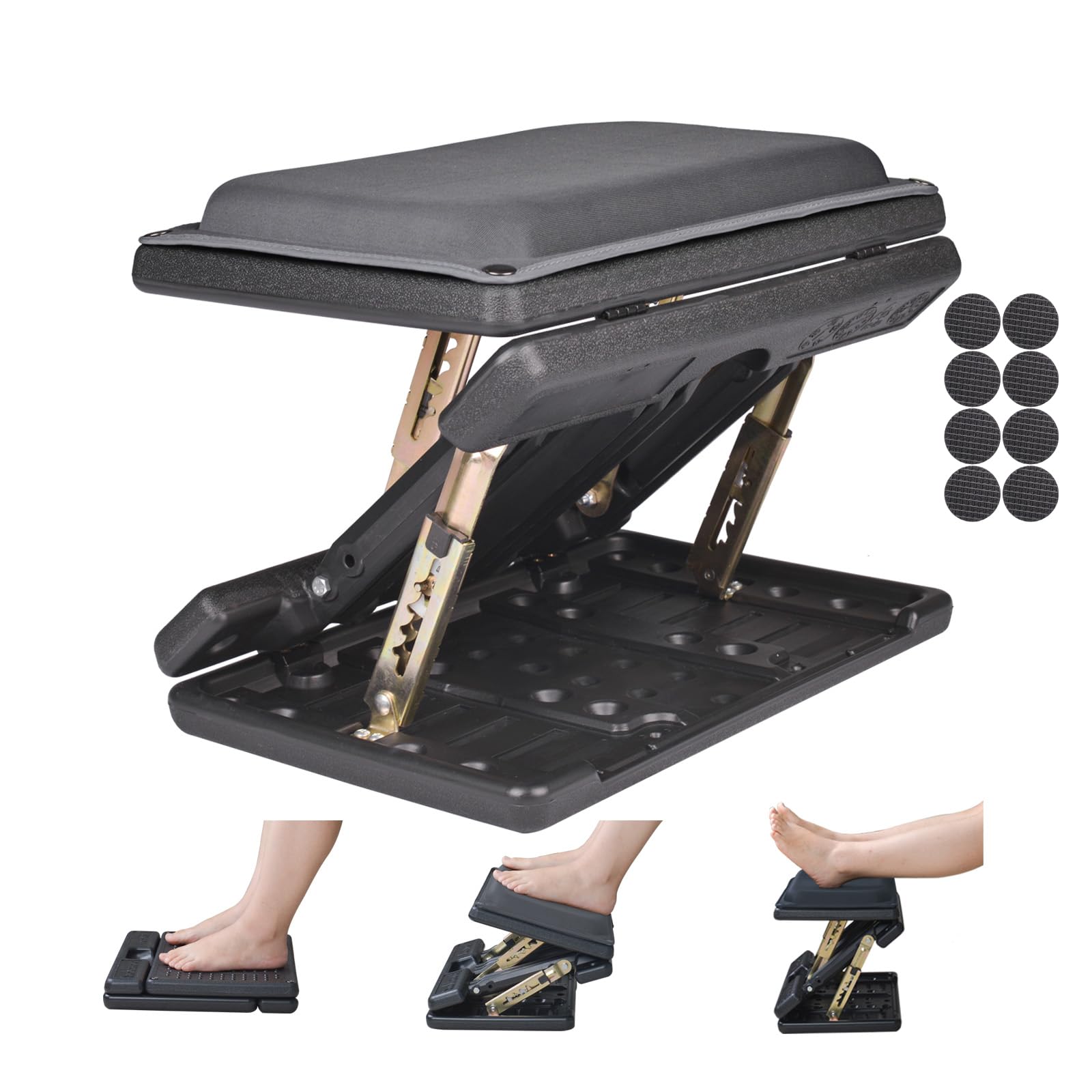 4-Level Adjustable Ergonomic Foot Rest for Under Desk - Foldable Office Footrest with Soft Removable Pad for Work, Gaming & Computer Use - All-Season Comfort (Gray Plus) - Perfect for Home Office, Workstation & Long Sitting Sessions