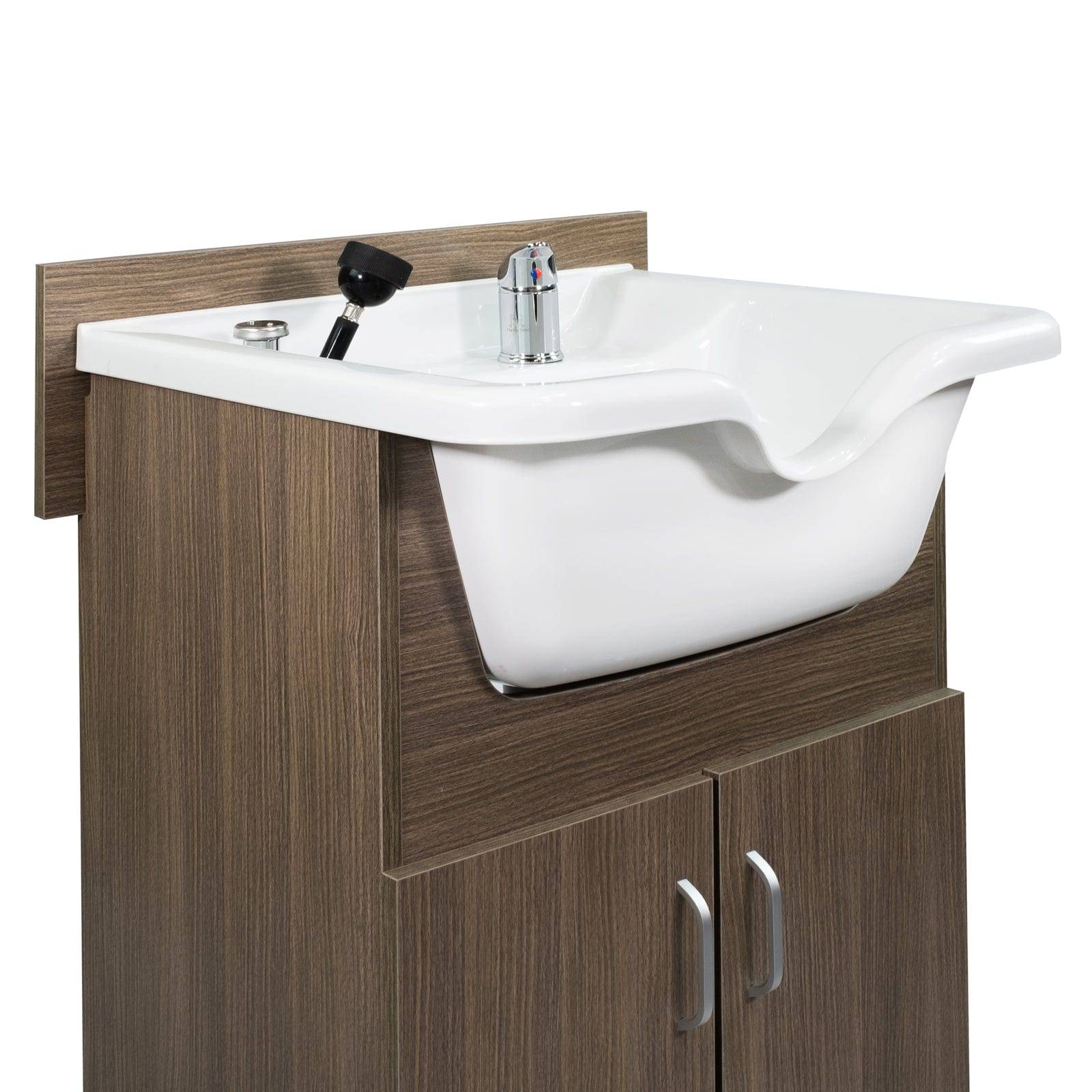 Sanden Salon Shampoo Cabinet Set - Professional Hair Washing Station for Salons & Spas - Durable Stainless Steel Shampoo Bowl with Storage Cabinet - Perfect for Hair Stylists, Barbershops & Home Use