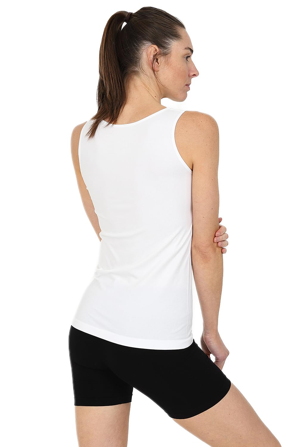 Women's Supersoft Seamless Tank Tops 3-Pack - Comfortable Wide Strap Casual Vest Tops for Women (UK 8-22) in Black, White & Grey - Perfect for Holidays, Travel & Everyday Wear