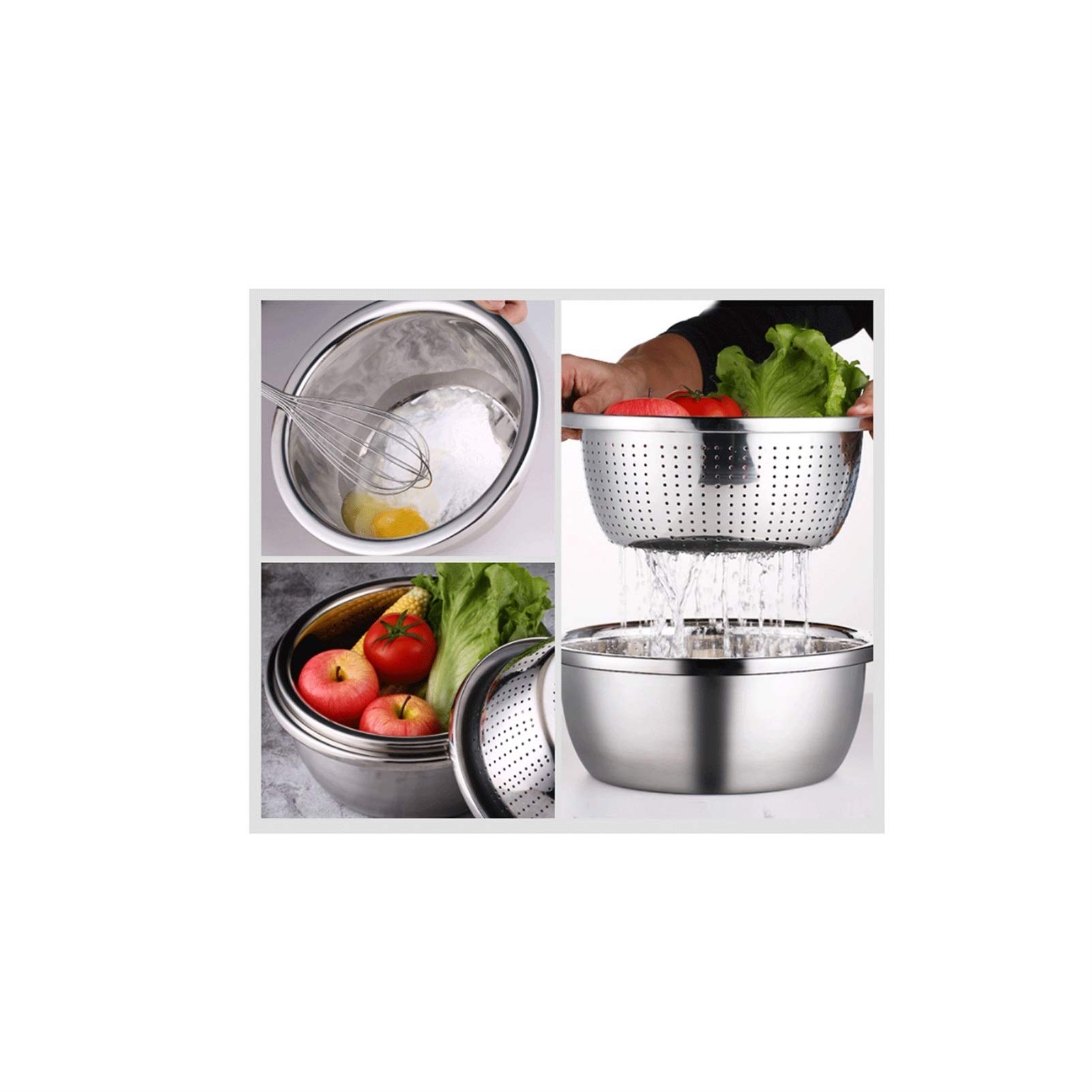 Premium 304 Stainless Steel Mixing Bowl Set - 6 Piece Nesting Bowls for Cooking, Baking & Food Prep | Space-Saving Design with Non-Slip Grip | Perfect for Kitchen, Restaurant & Meal Prep Storage